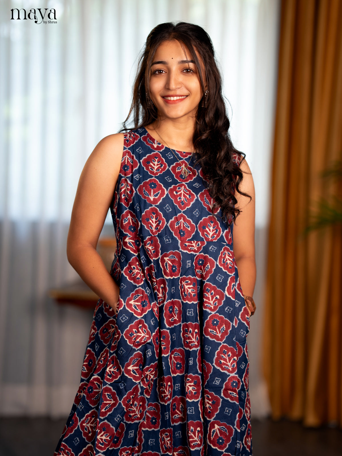 Indigo Blue Cotton 2pc Ajrakh Print Salwar Suit - Top & Bottom - Shop on Shrus.com