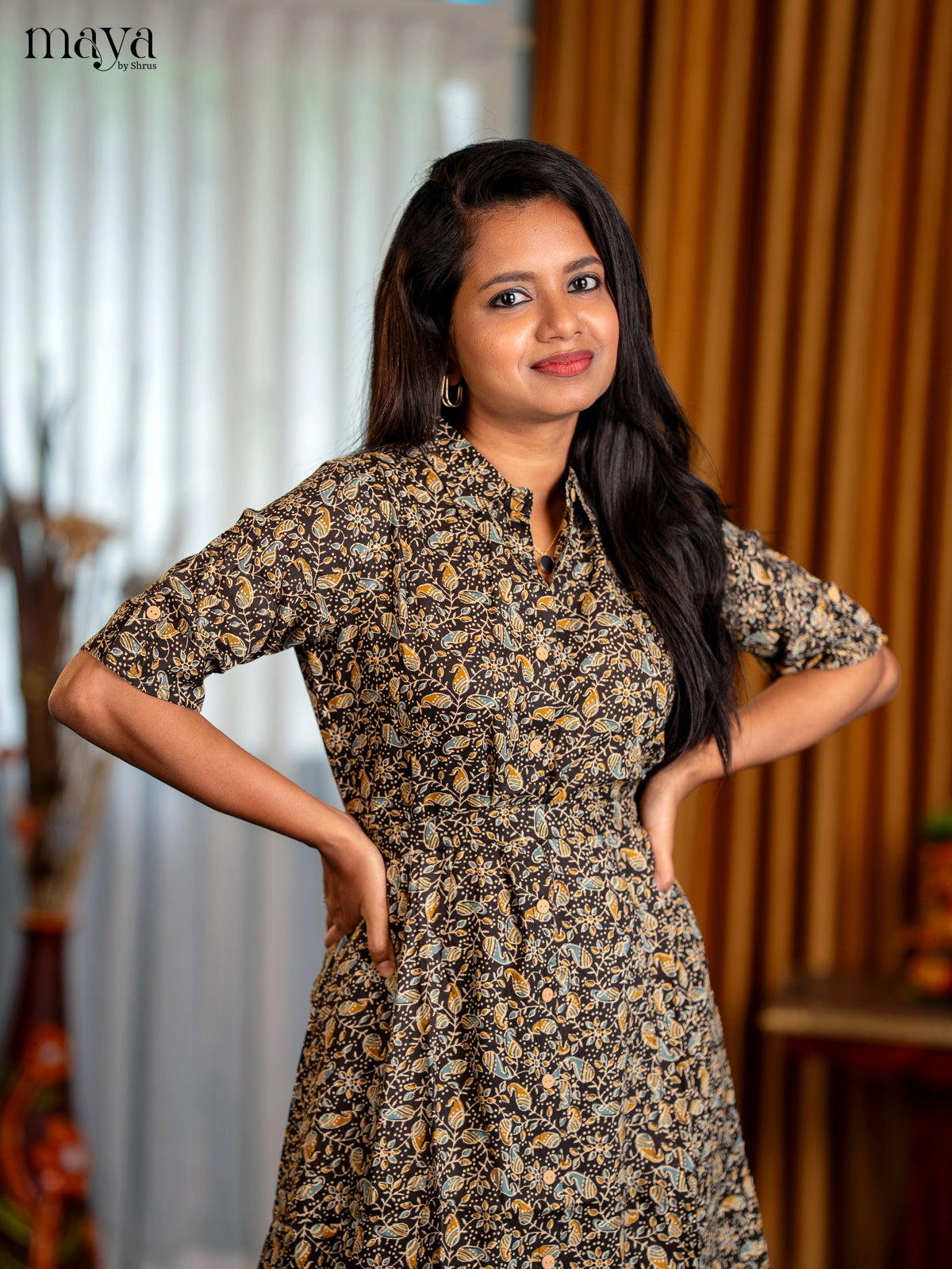 Black Paisley Printed Rayon Anarkali A - Line Kurti - Shop on Shrus.com