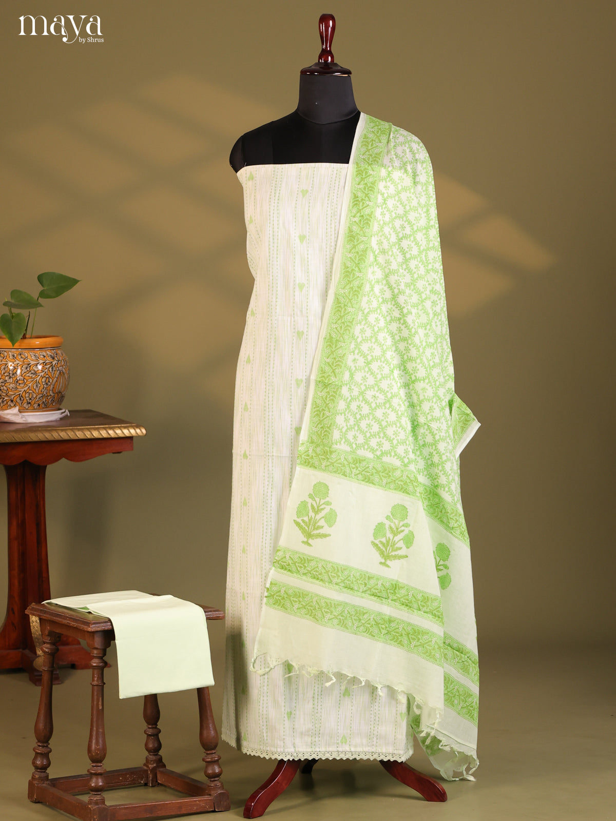 White & Green - Cotton salwar