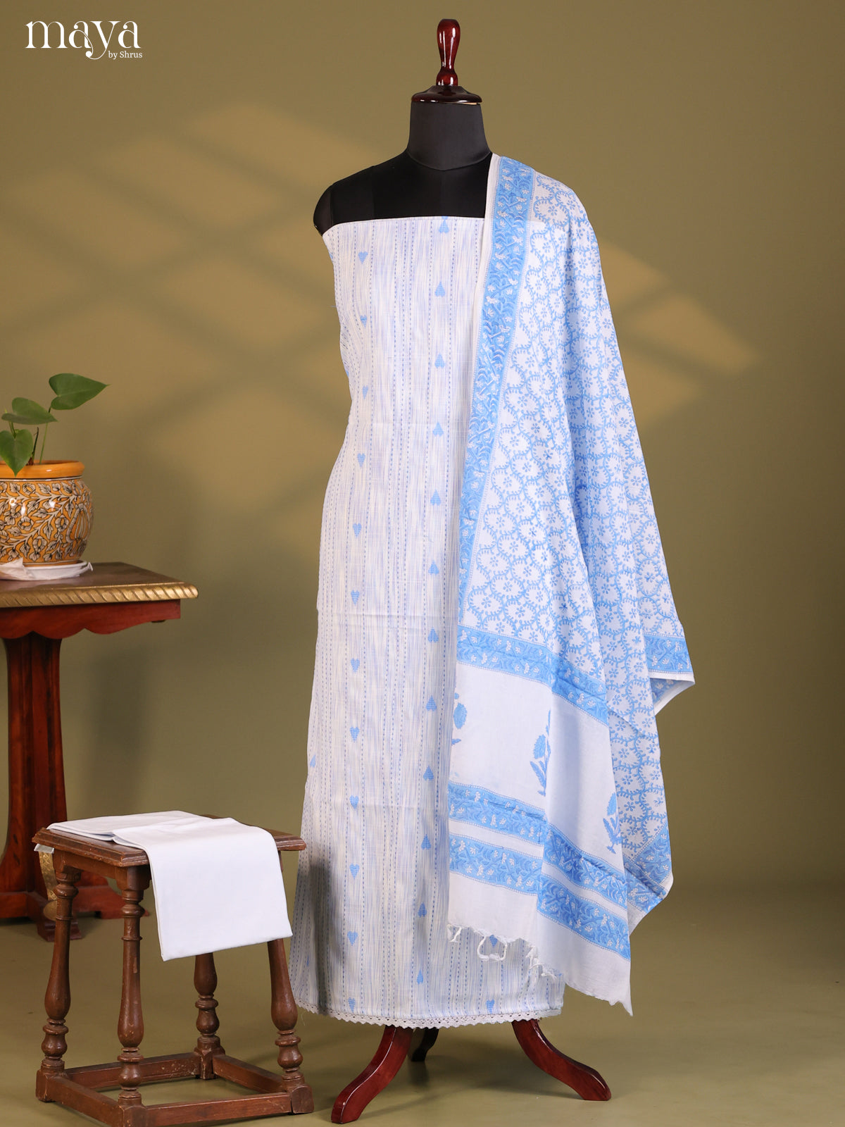 White & Blue - Cotton salwar - Shop on Shrus.com