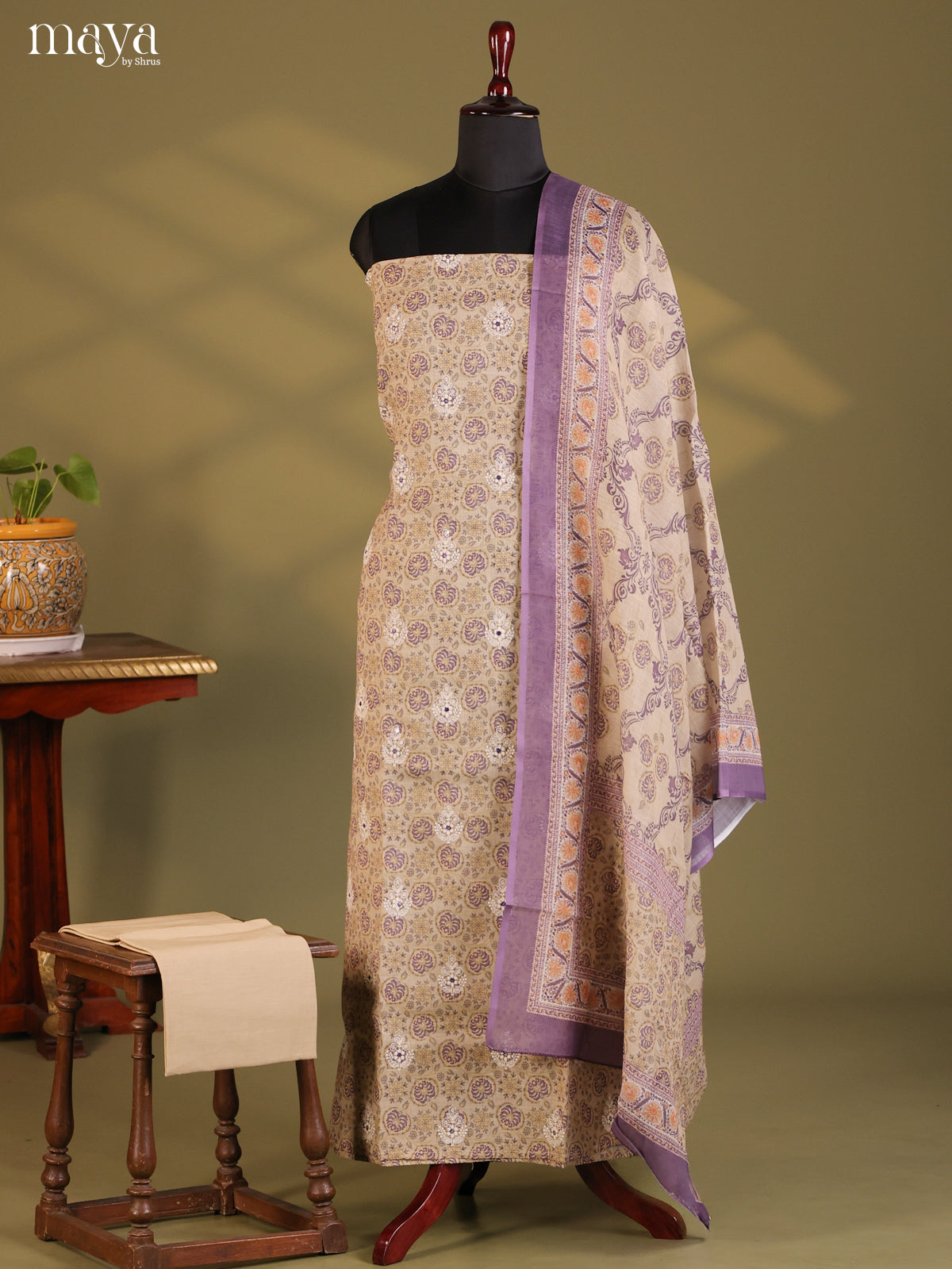 Lite Brown & Purple - Cotton salwar - Shop on Shrus.com