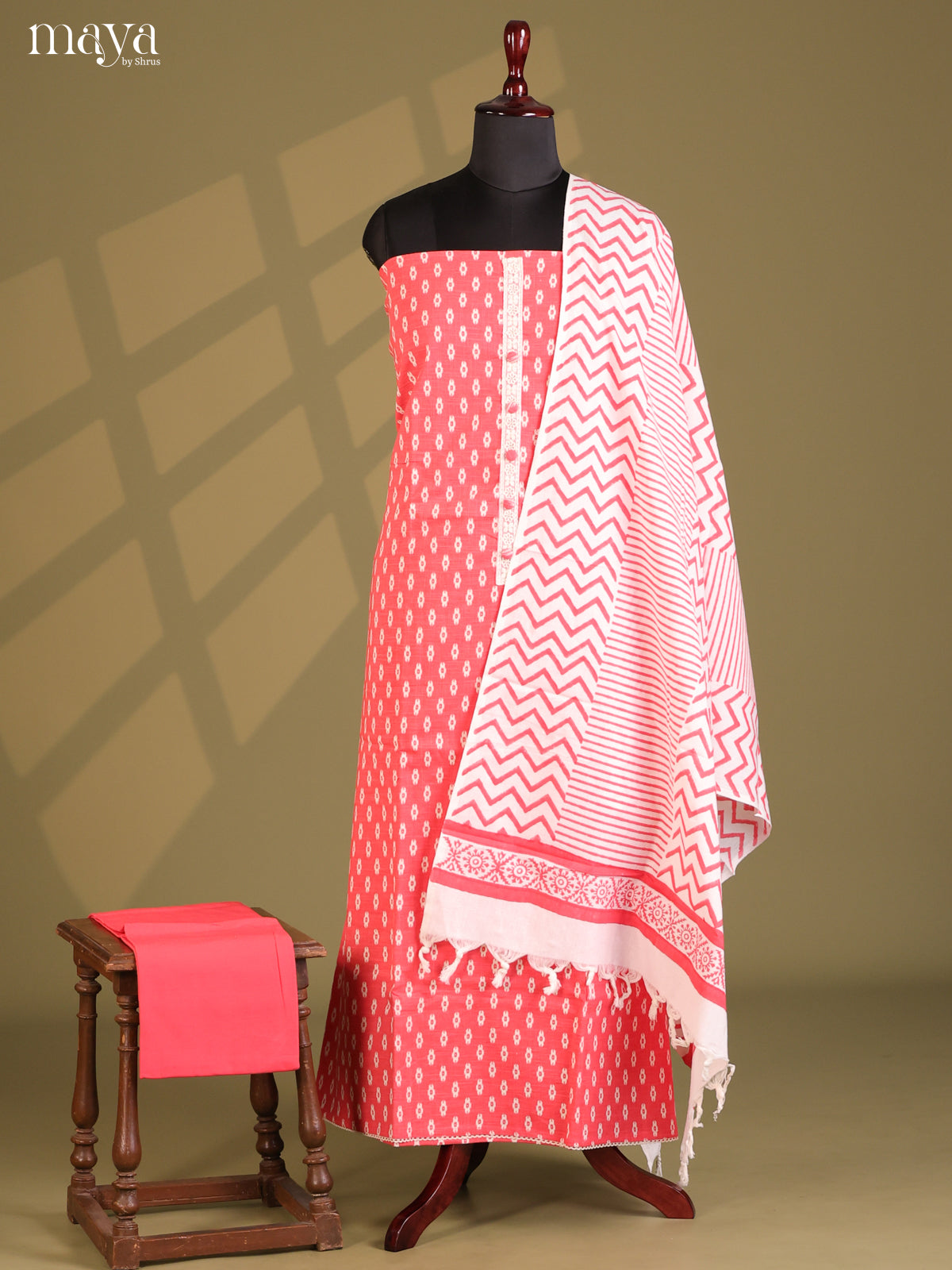 Pink & Cream- Cotton salwar - Shop on Shrus.com