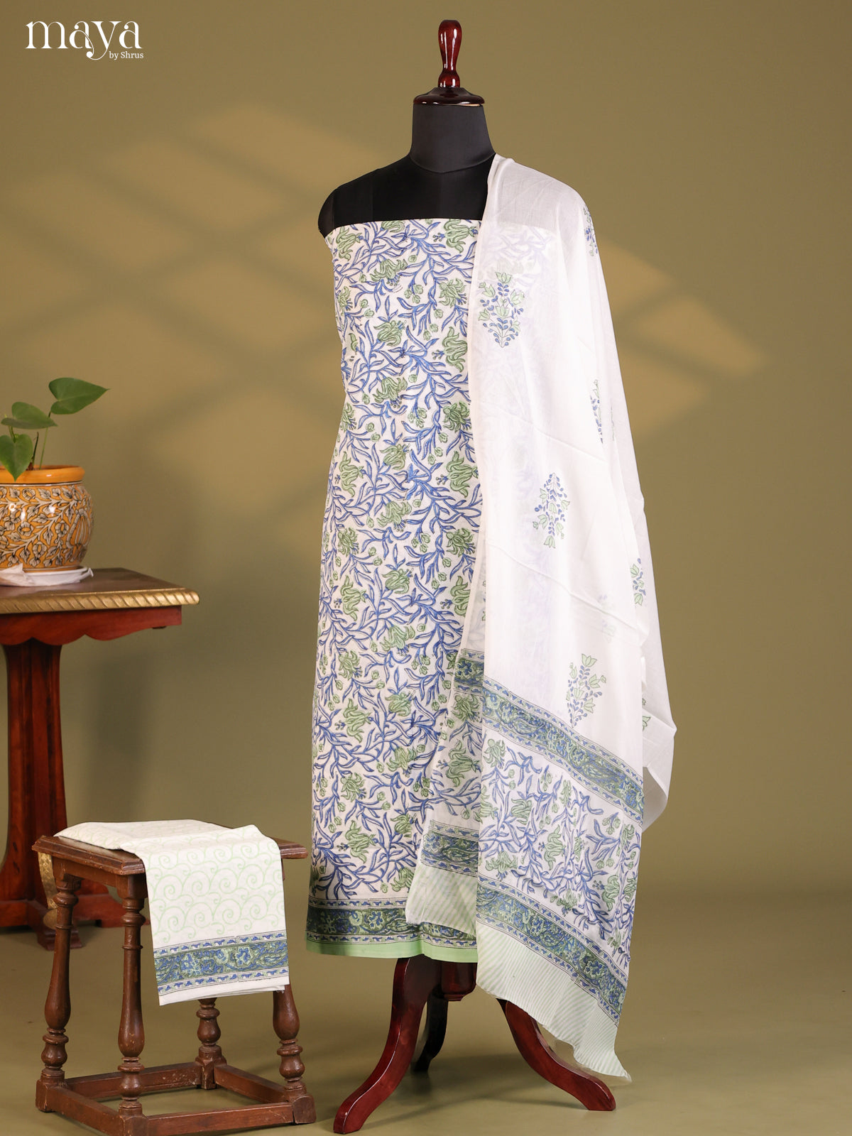 White & Blue - Cotton salwar - Shop on Shrus.com