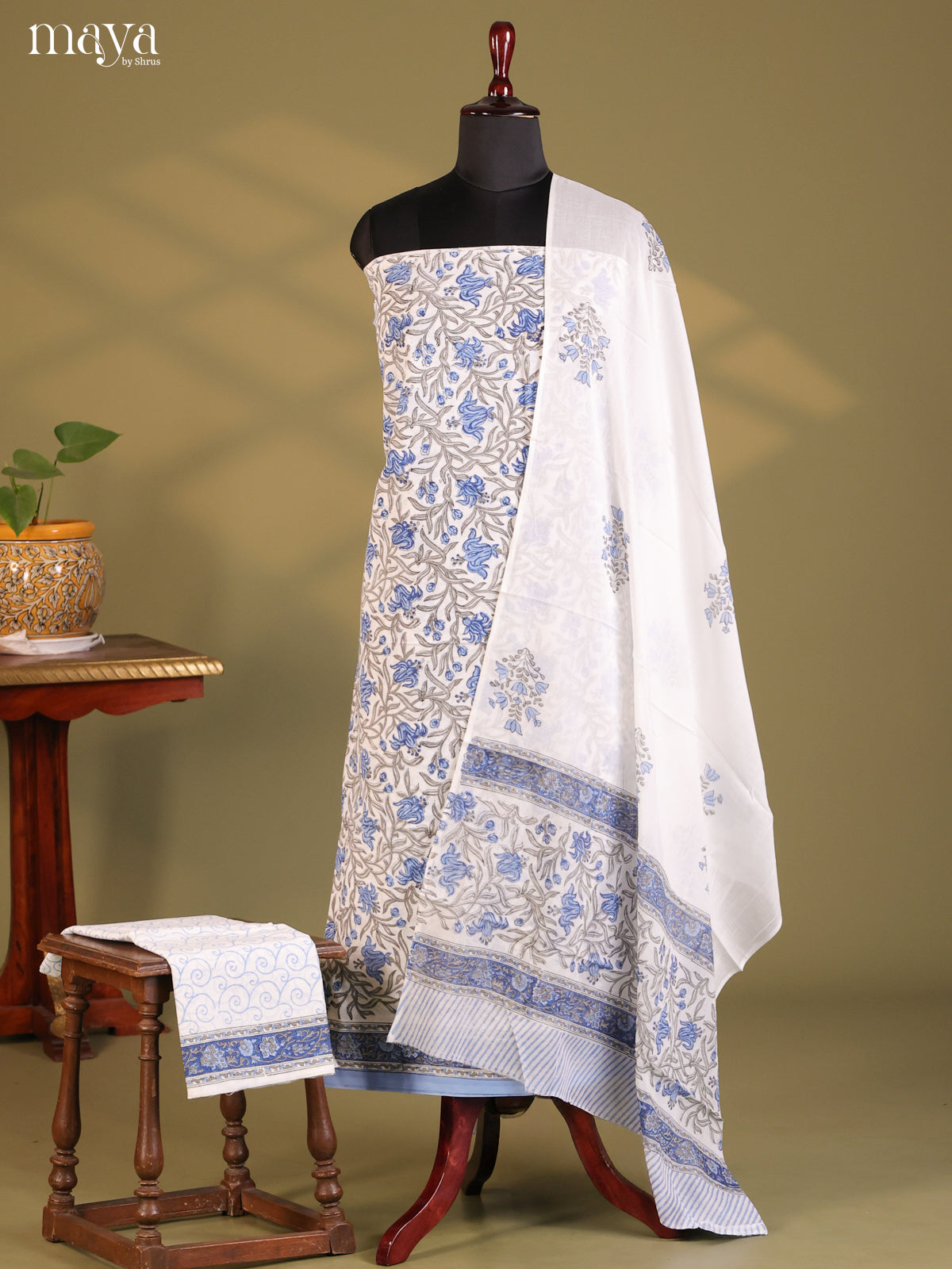 White & Blue - Cotton salwar - Shop on Shrus.com