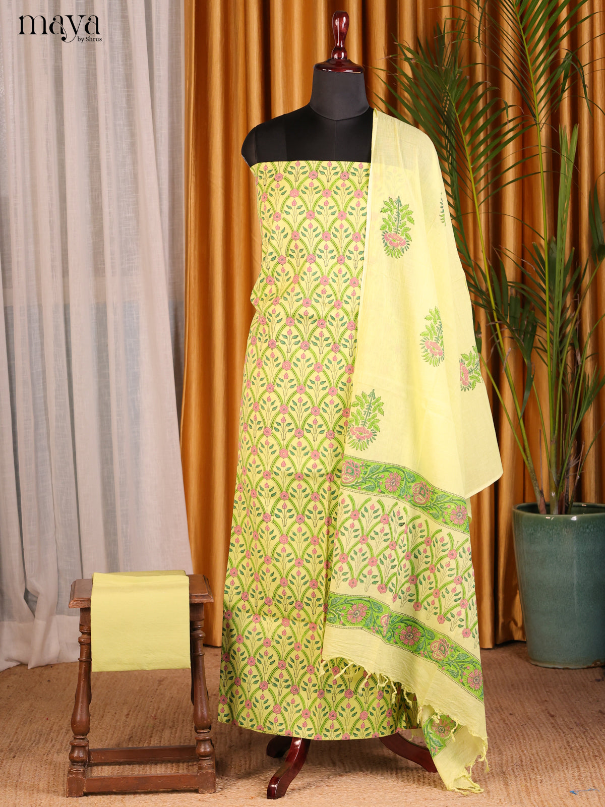 Yellow & Green- Cotton salwar - Shop on Shrus.com