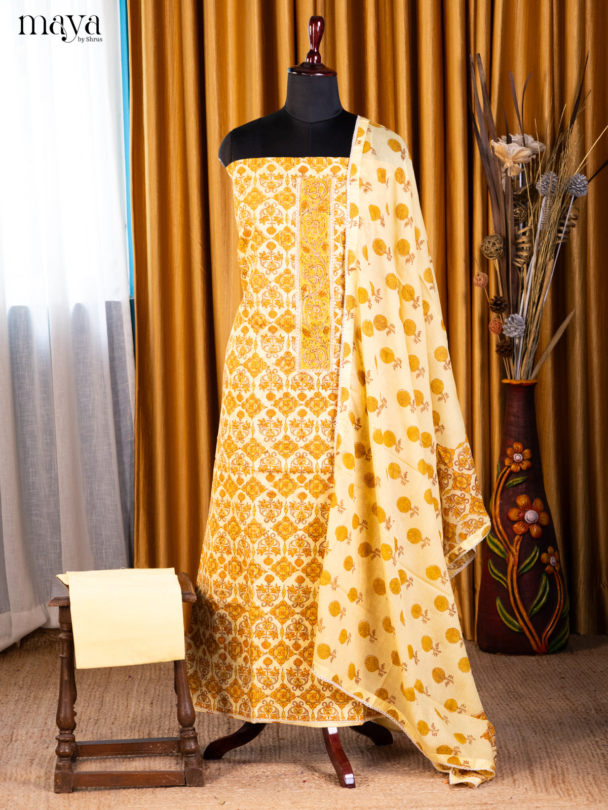 Yellow & Cream - Cotton salwar - Shop on Shrus.com