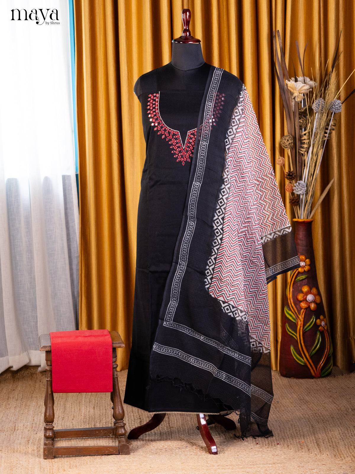 Black & Red - Cotton salwar - Shop on Shrus.com
