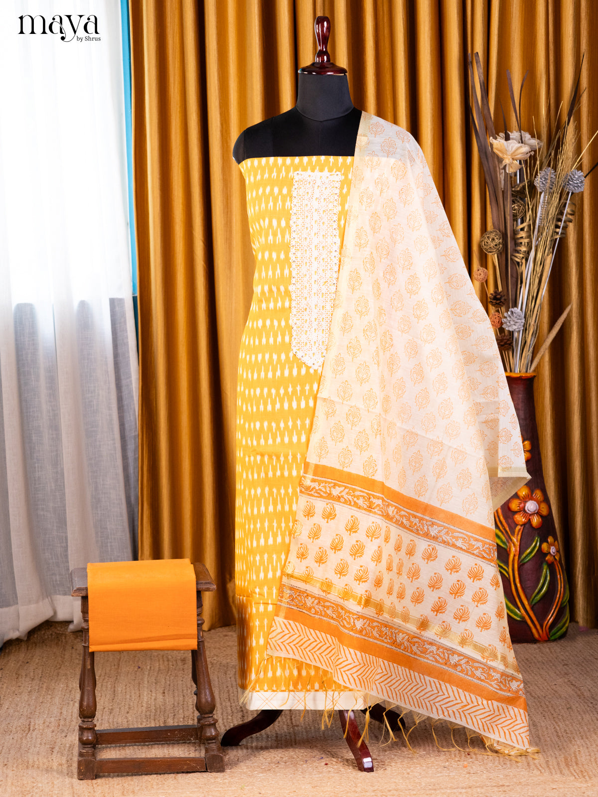 Mustard with Cream- Cotton salwar - Shop on Shrus.com