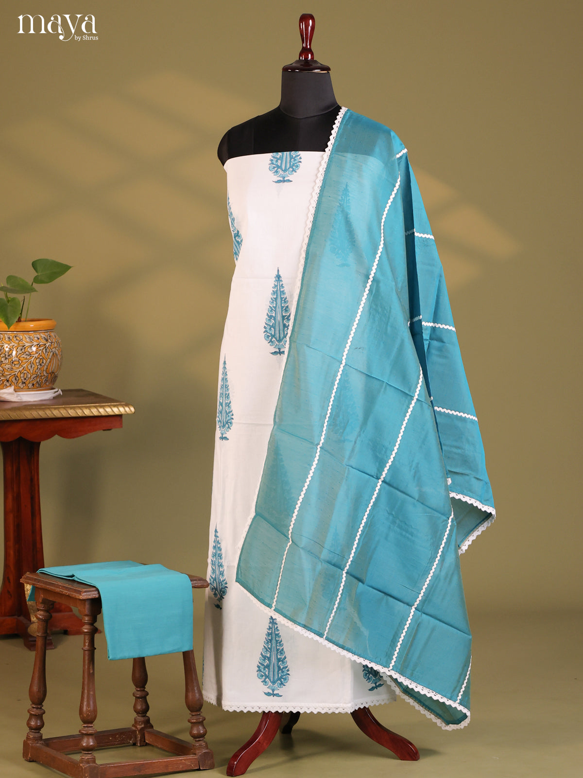 White & Blue - Cotton salwar - Shop on Shrus.com