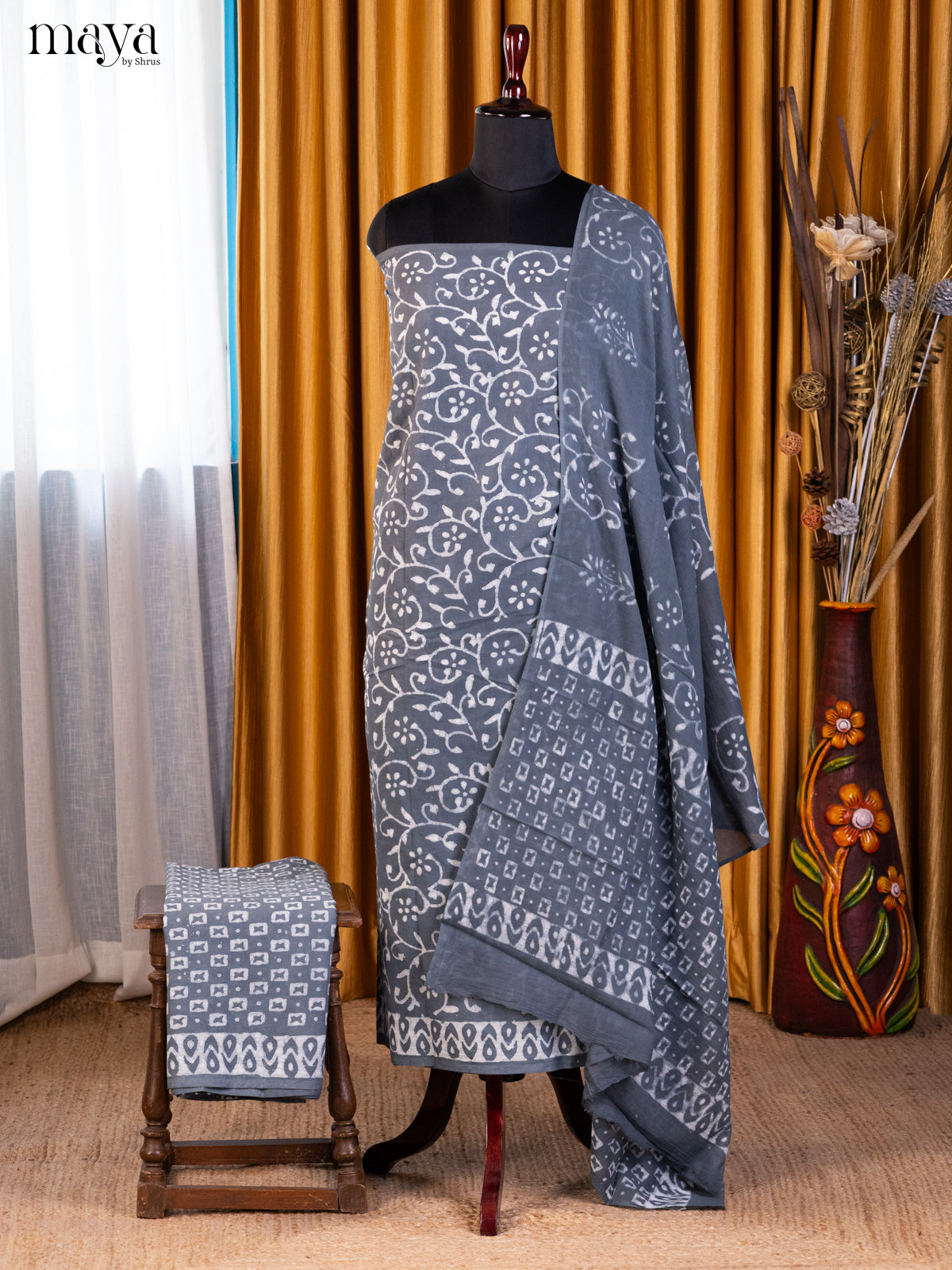 Grey- Cotton salwar - Shop on Shrus.com
