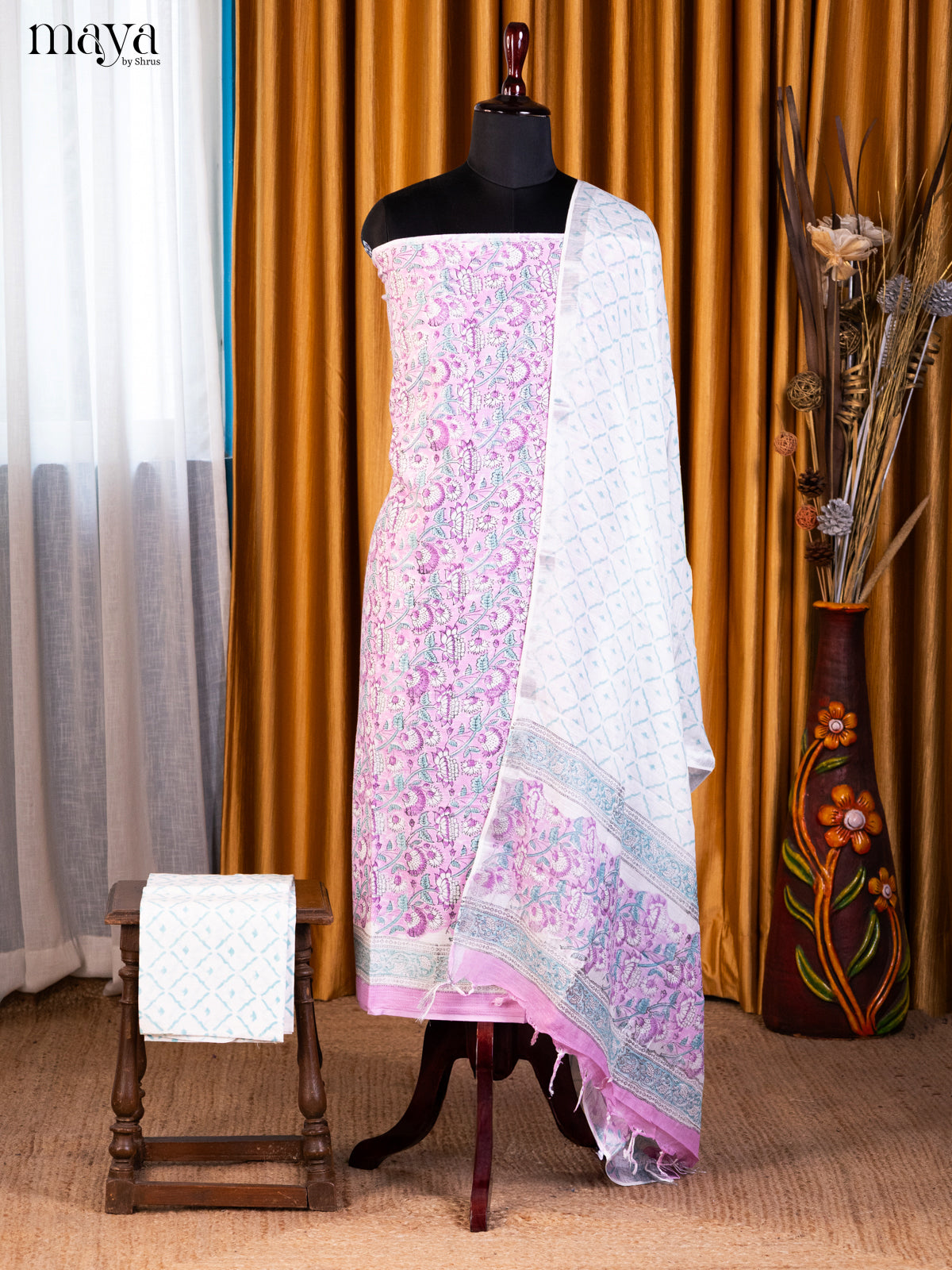 Purple & White- Cotton salwar - Shop on Shrus.com