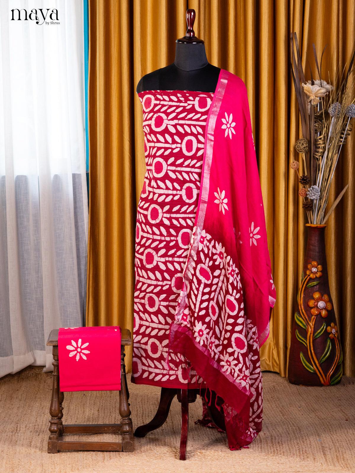 Maroon & Red- Cotton salwar - Shop on Shrus.com