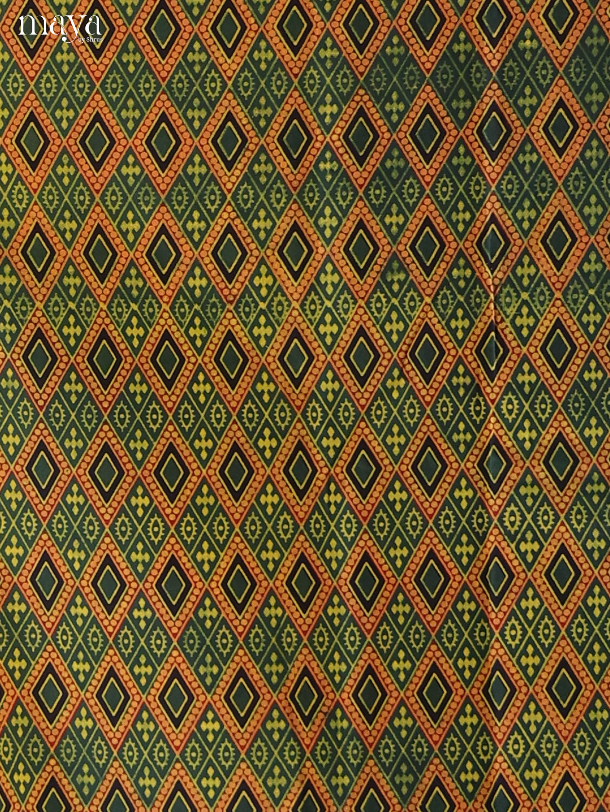 Green with Mustard- Ajrakh Salwar Unstitch - Shop on Shrus.com