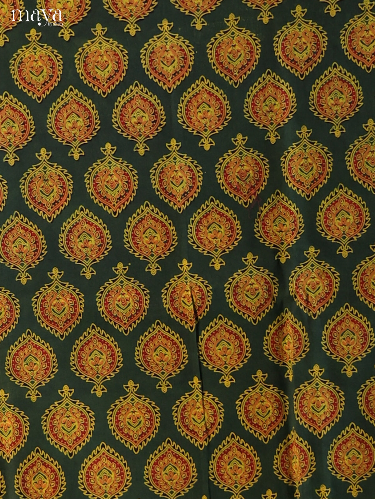 Green with Yellow- Ajrakh Salwar Unstitch - Shop on Shrus.com