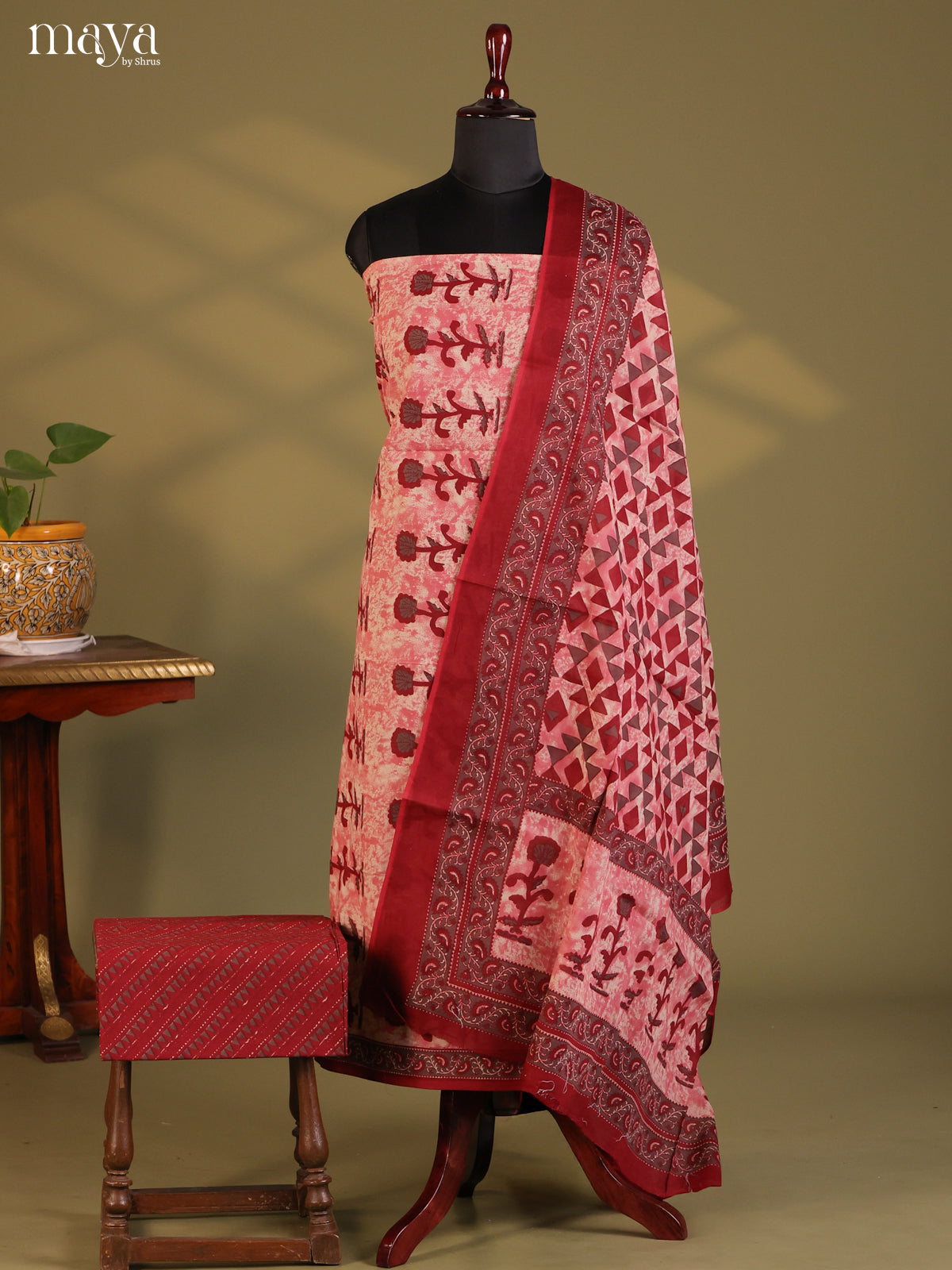 Maroon - Cotton salwar - Shop on Shrus.com