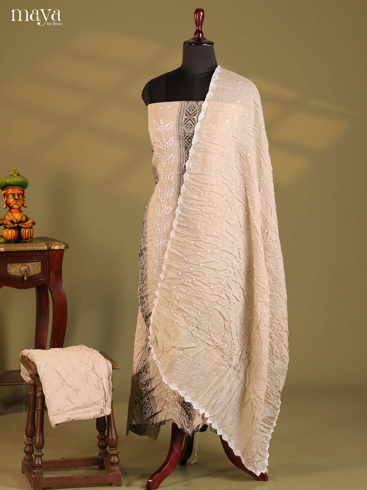 Grey - Bandhini salwar Unstitch - Shop on Shrus.com