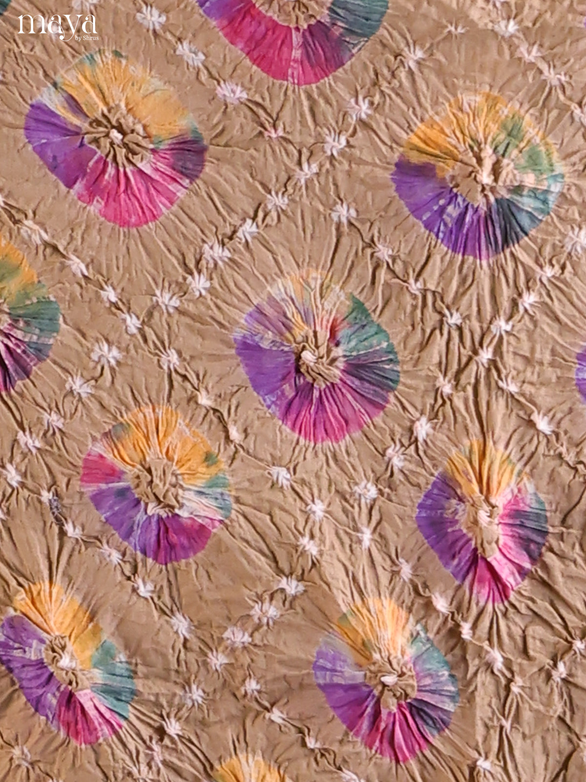 Beige & Pink - Bandhini salwar Unstitch - Shop on Shrus.com