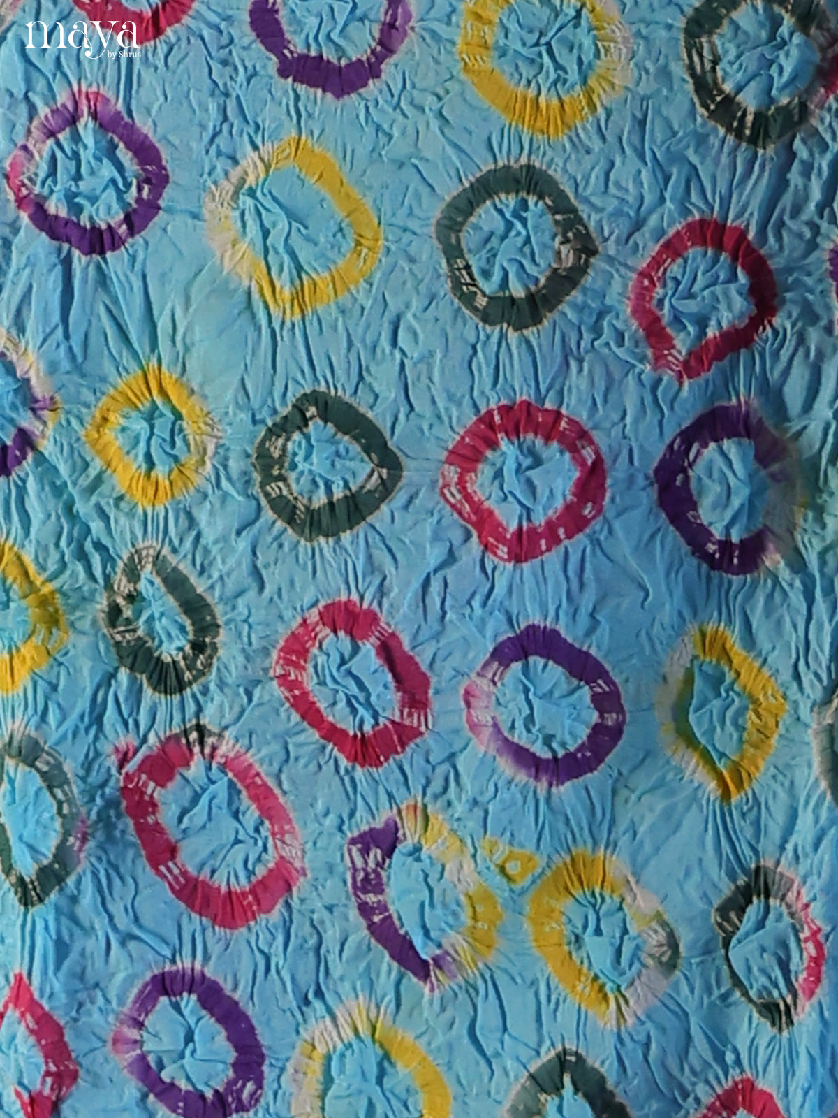 Sky Blue & Yellow - Bandhini salwar Unstitch - Shop on Shrus.com