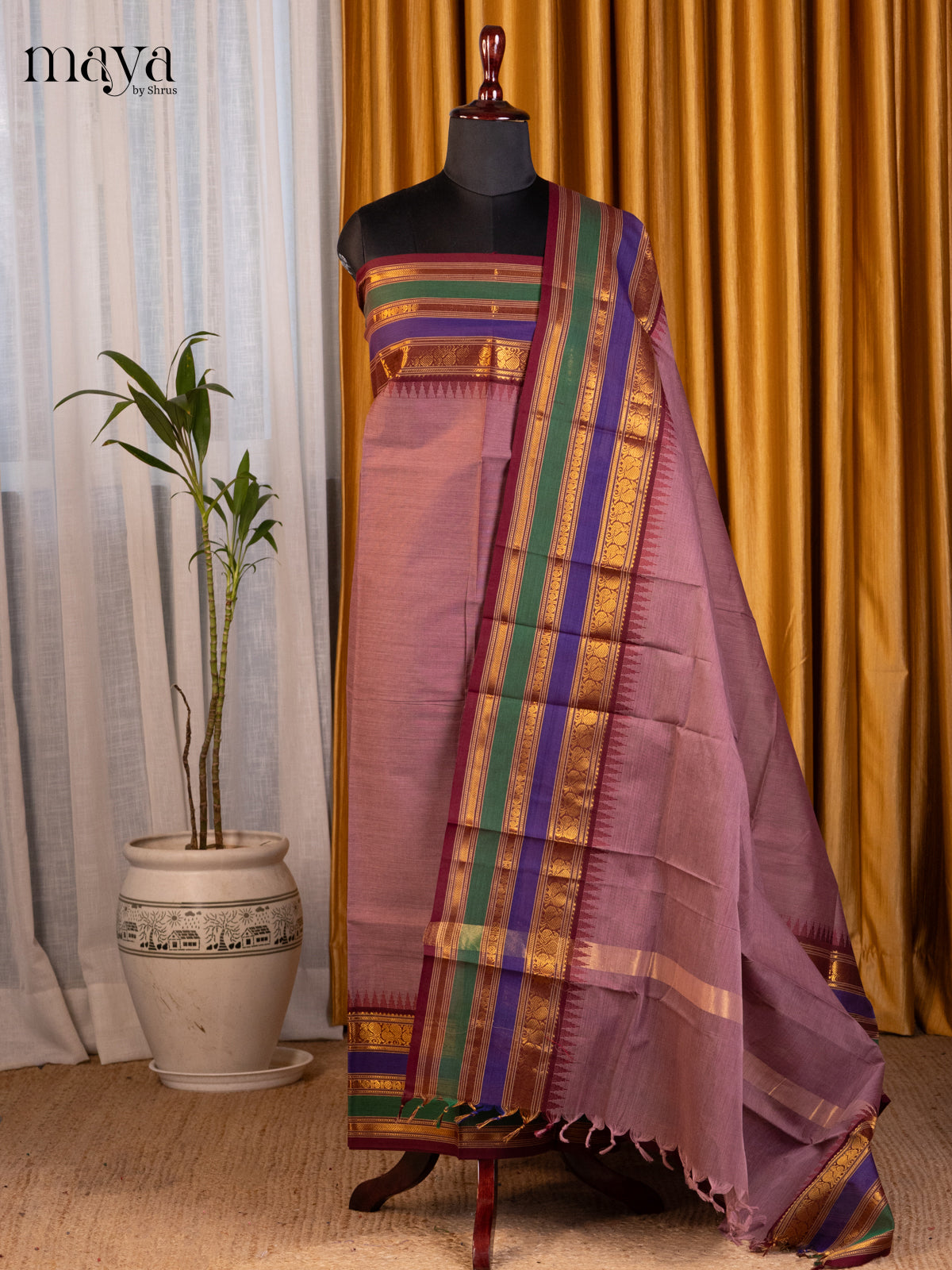 Onion Pink & Maroon - chettinad top & dupatta combo - Shop on Shrus.com