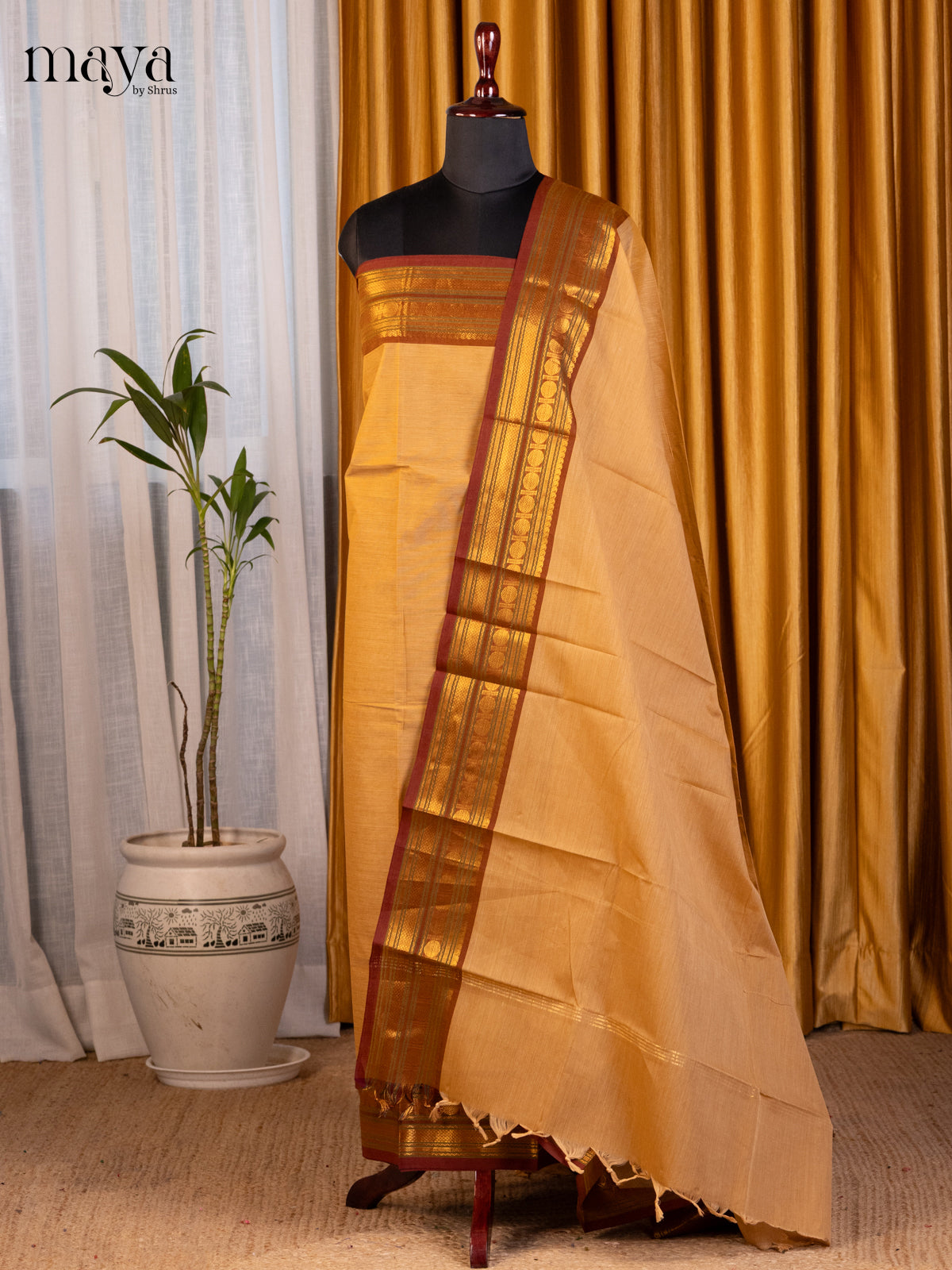Peach & Brown - chettinad top & dupatta combo - Shop on Shrus.com