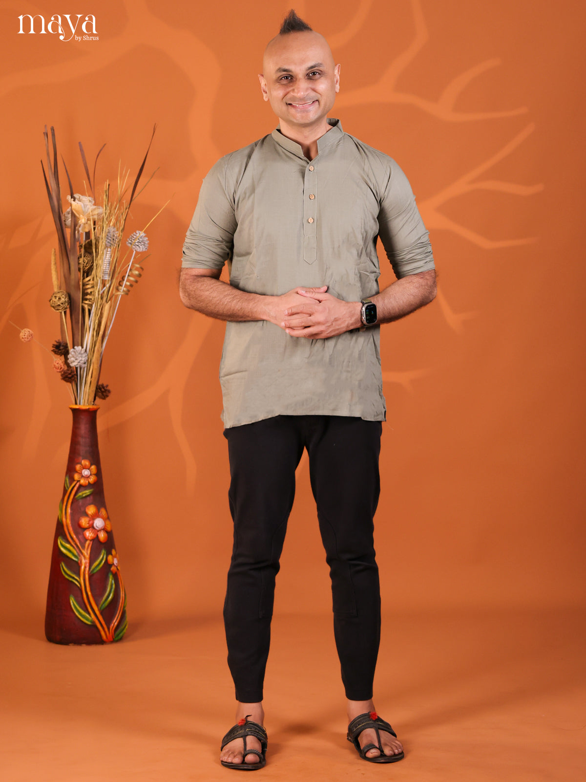 Pastel Green Rayon Solid Short Men Kurta - Shop on Shrus.com