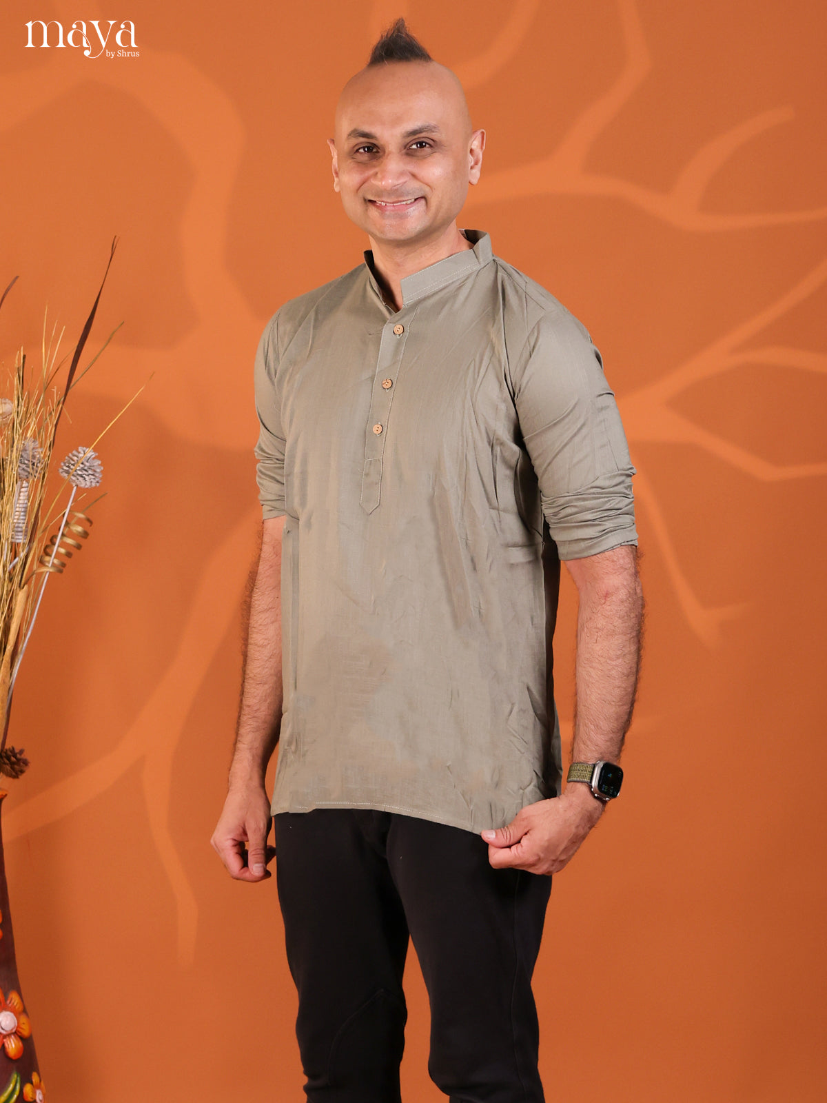 Pastel Green Rayon Solid Short Men Kurta - Shop on Shrus.com