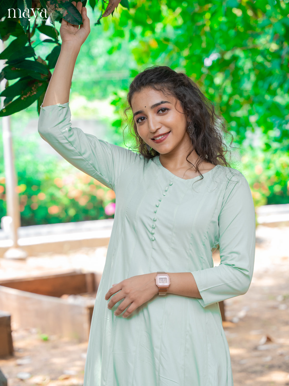 Ice Blue Solid Rayon Cotton Anarkali Kurti - Shop on Shrus.com