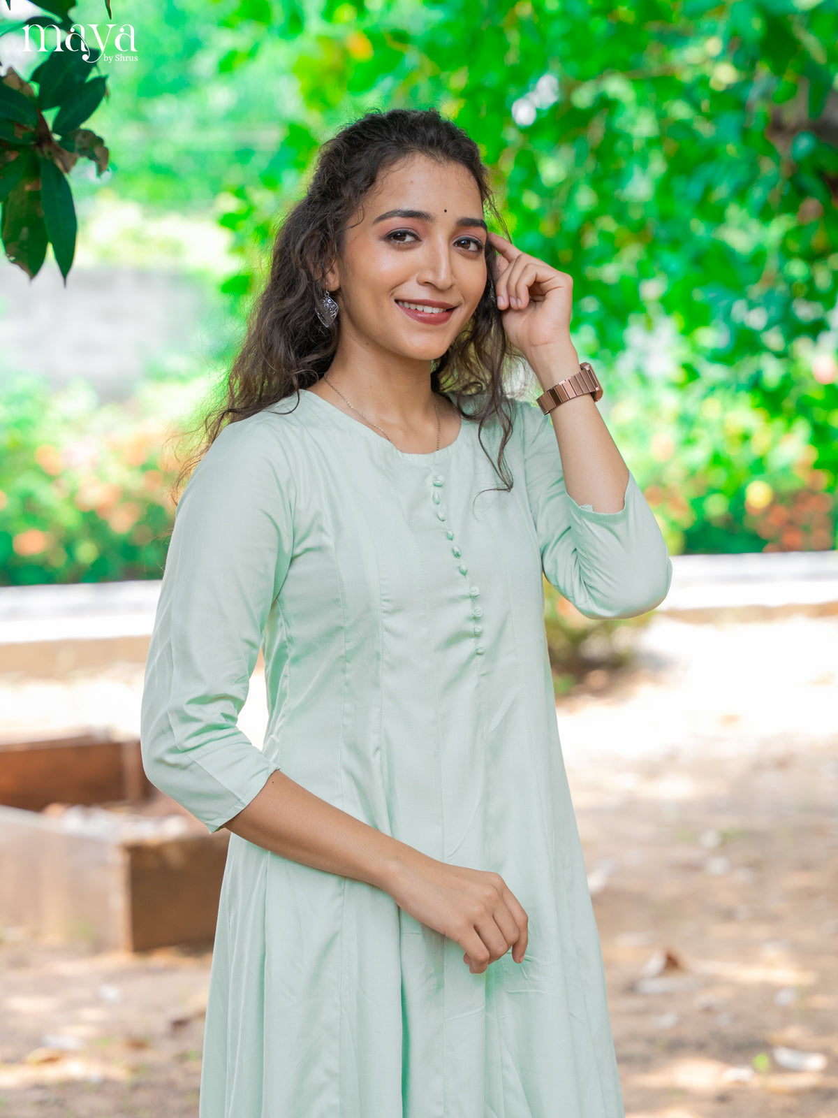 Ice Blue Solid Rayon Cotton Anarkali Kurti - Shop on Shrus.com