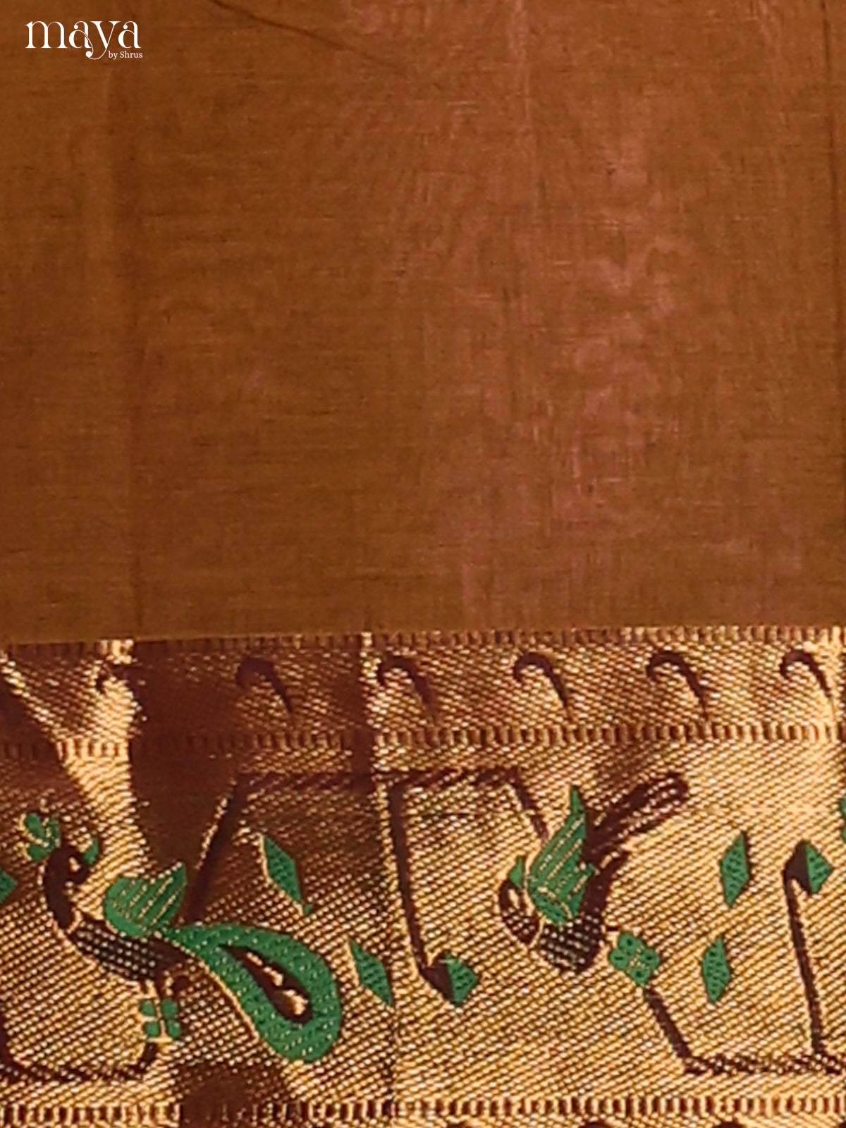Mehandi Chettinad Cotton Dupatta with Green paithani zari border - Shop on Shrus.com