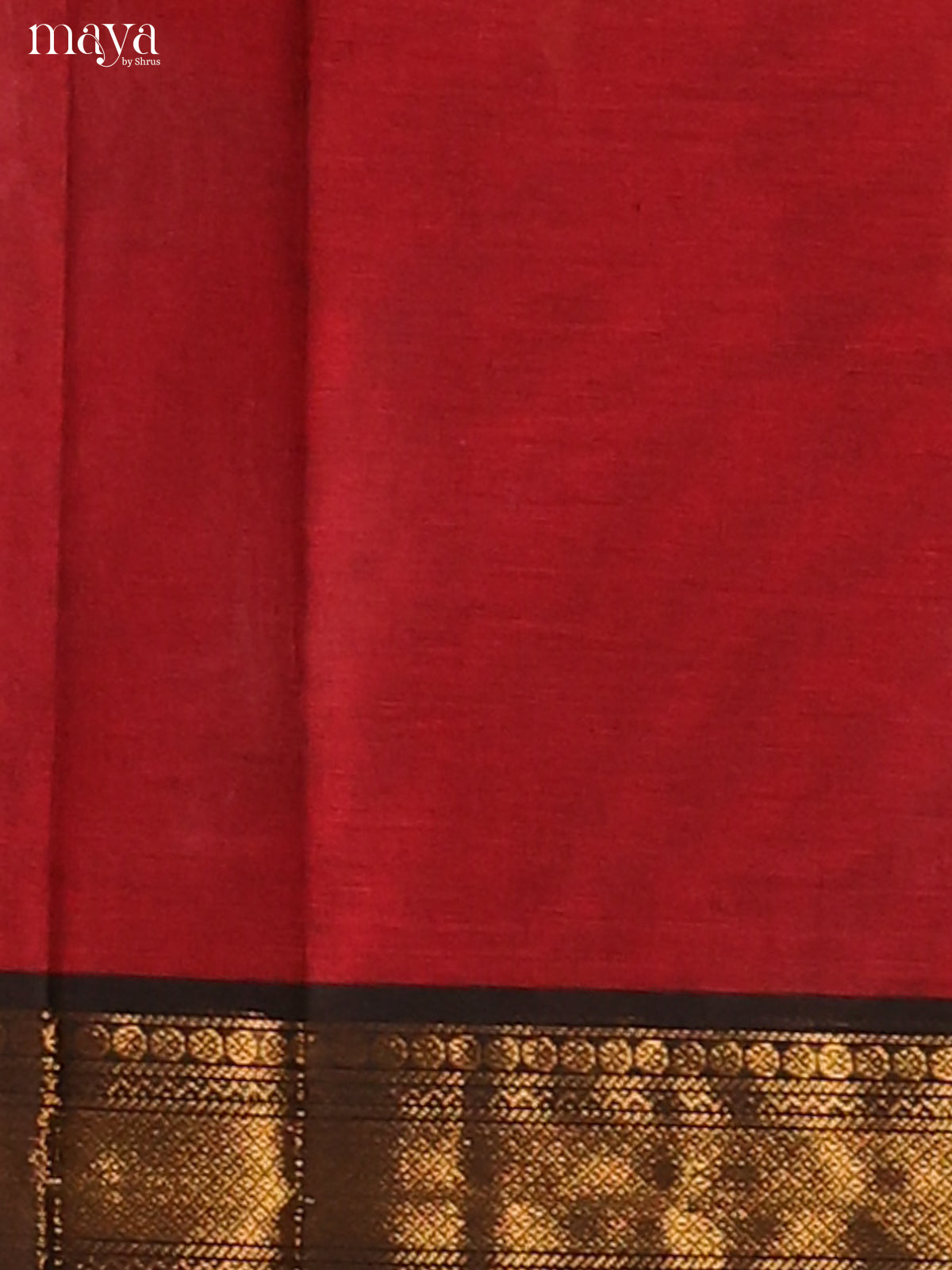 Red Chettinad Cotton Dupatta with green zari border - Shop on Shrus.com