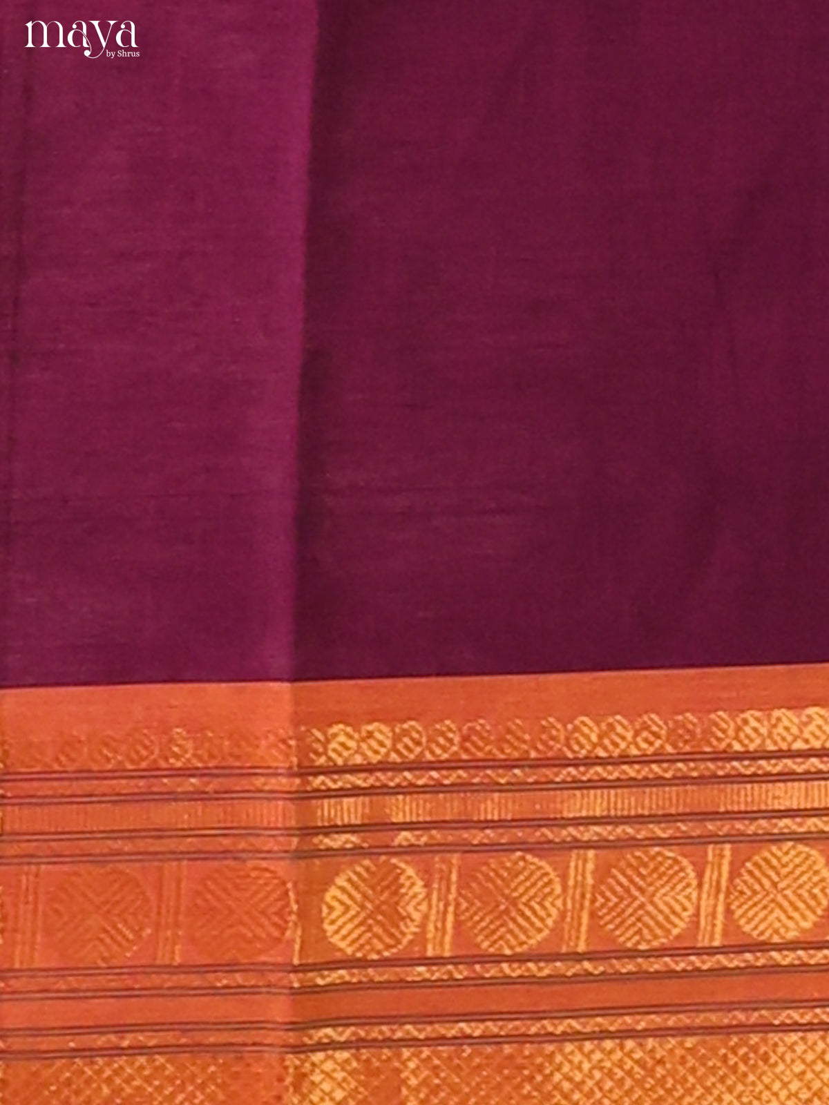 Purple Chettinad Cotton Dupatta with orange zari border - Shop on Shrus.com
