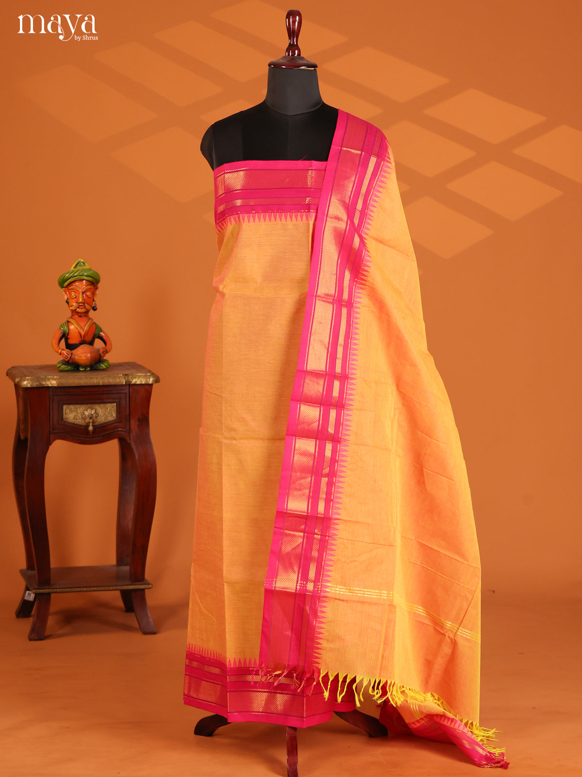 Mustard & Pink - chettinad top & dupatta combo - Shop on Shrus.com