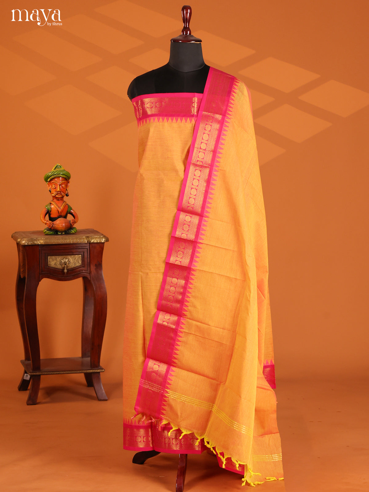 Mustard & Pink- chettinad top & dupatta combo - Shop on Shrus.com