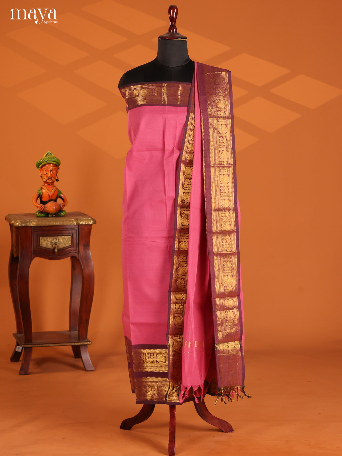 Lotus Pink & Purple - chettinad top & dupatta combo - Shop on Shrus.com