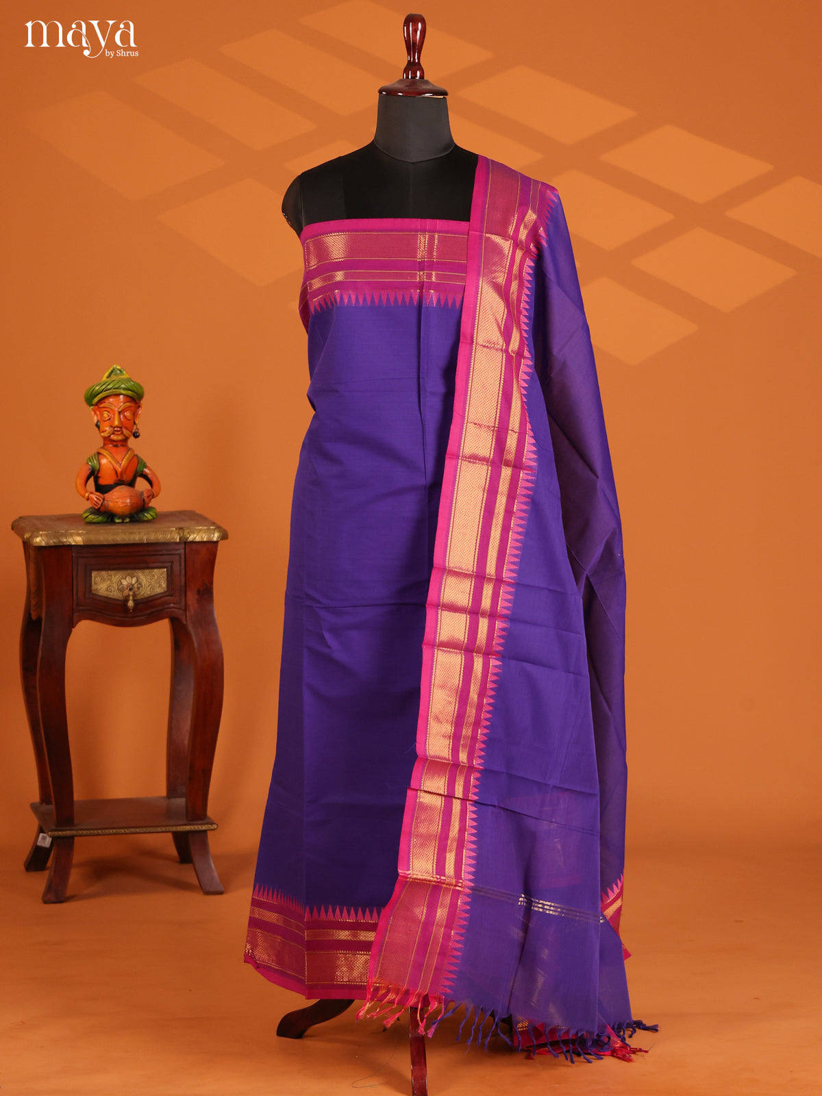 Purple with Pink - chettinad top & dupatta combo - Shop on Shrus.com