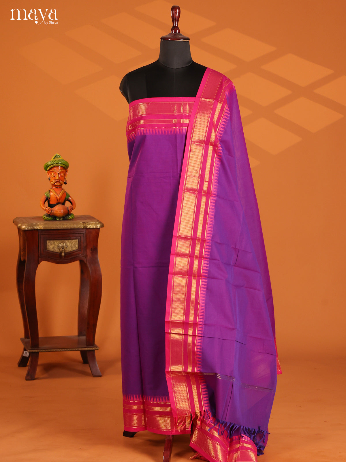 Purple With Pink - chettinad top & dupatta combo - Shop on Shrus.com