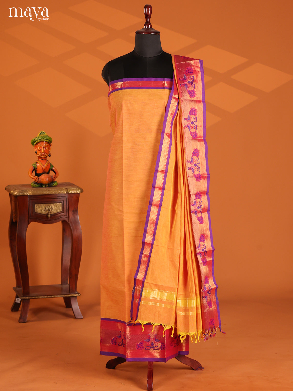 Orange with Purple - chettinad top & dupatta combo - Shop on Shrus.com