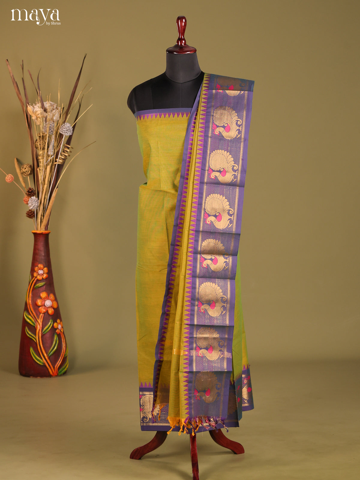 Green & Blue - chettinad top & dupatta combo