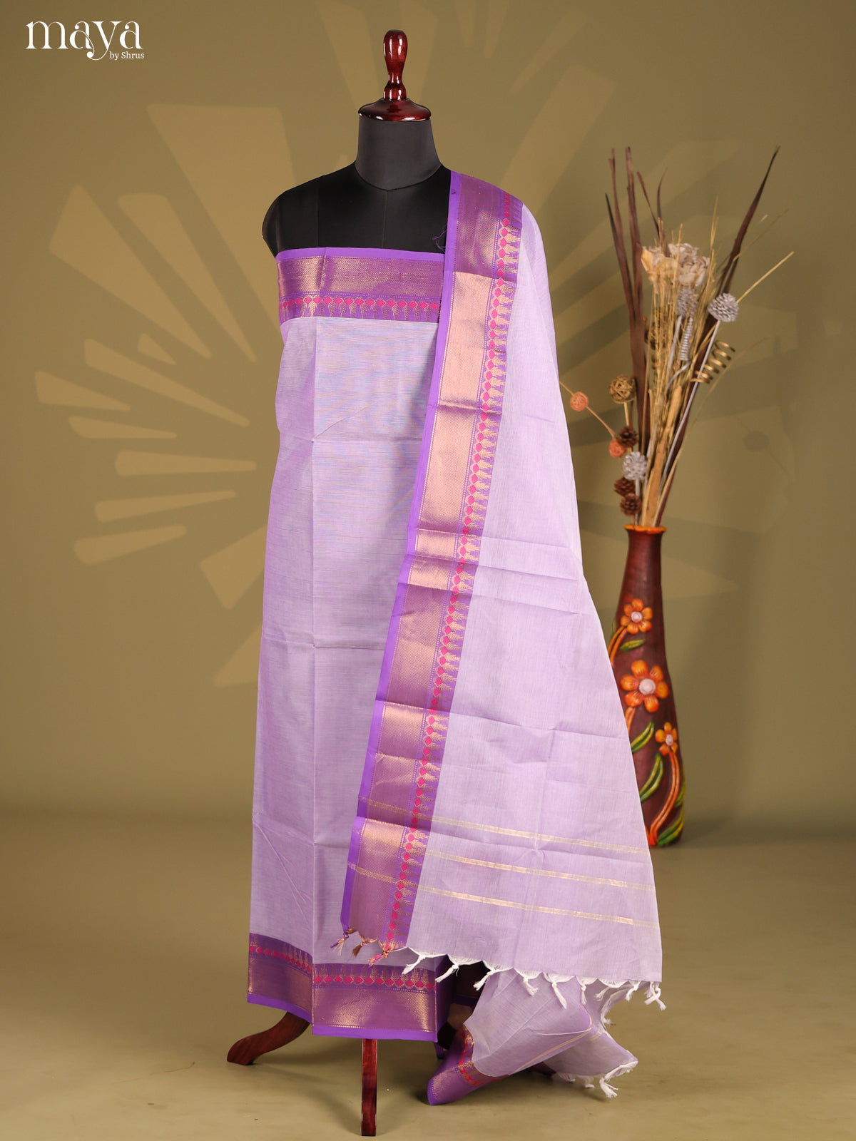 Lavender & Purple - Chettinad top & dupatta combo