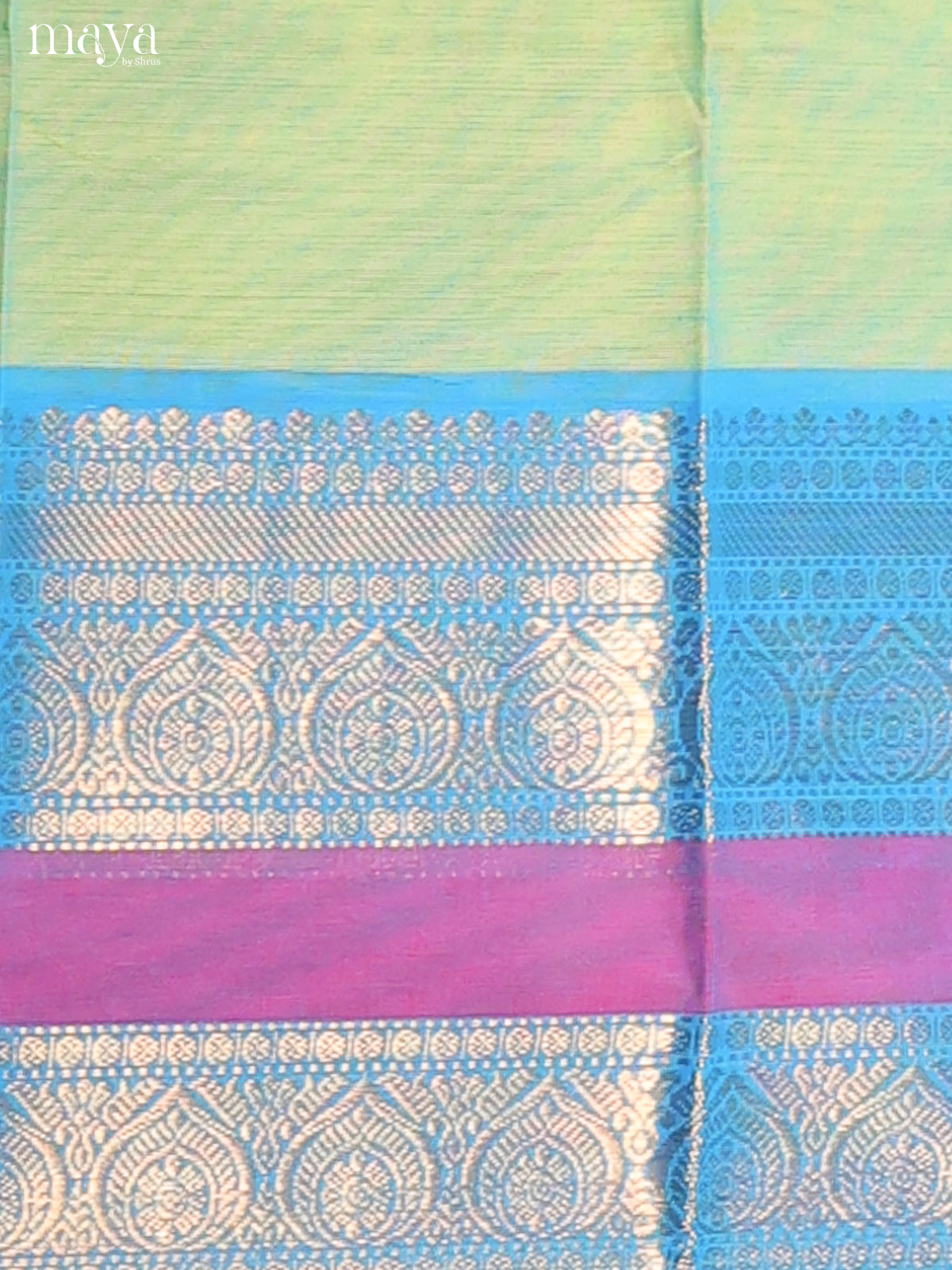 Pista Green & Blue - chettinad top & dupatta combo