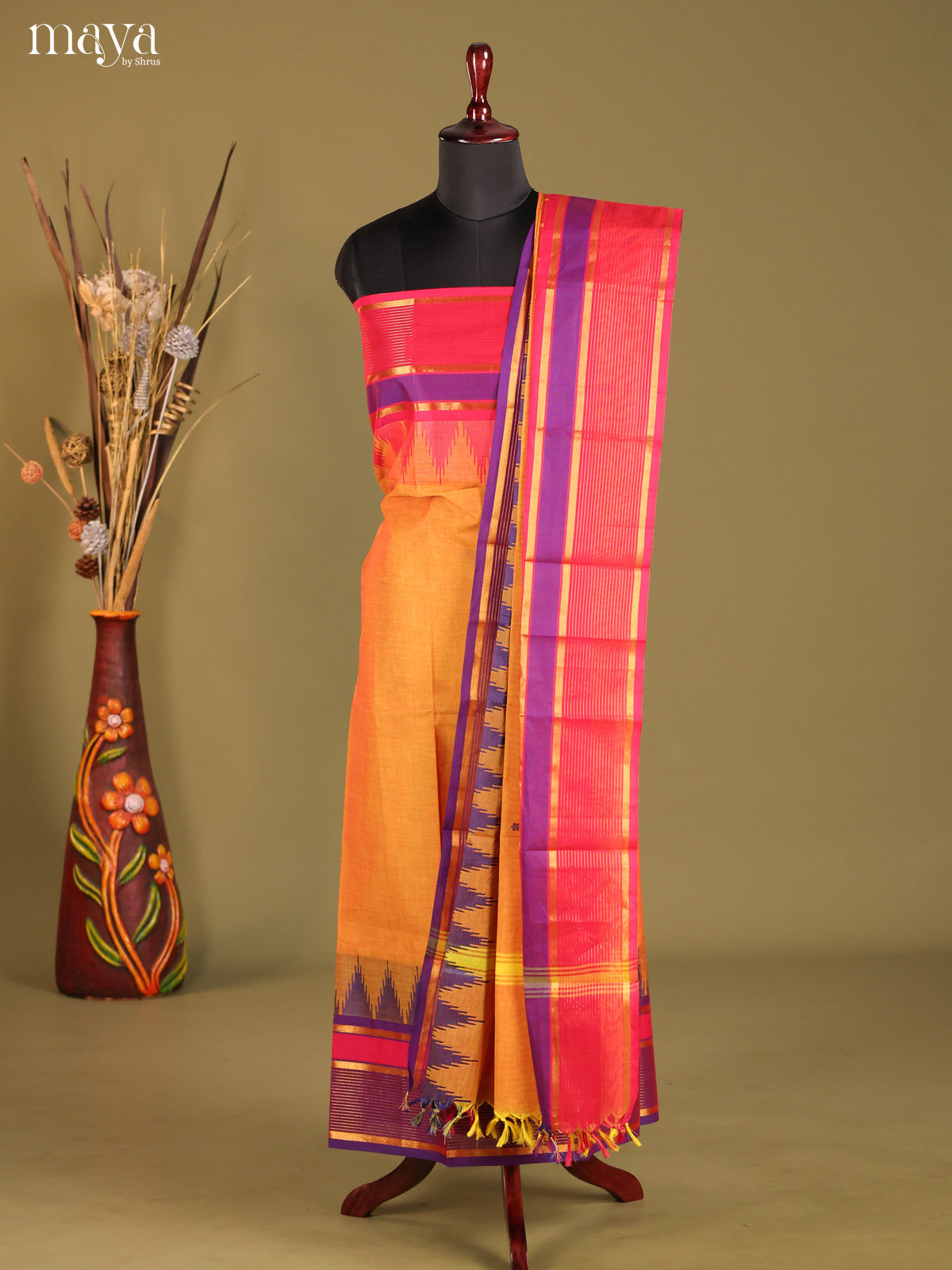 Orange & Pink- chettinad top & dupatta combo