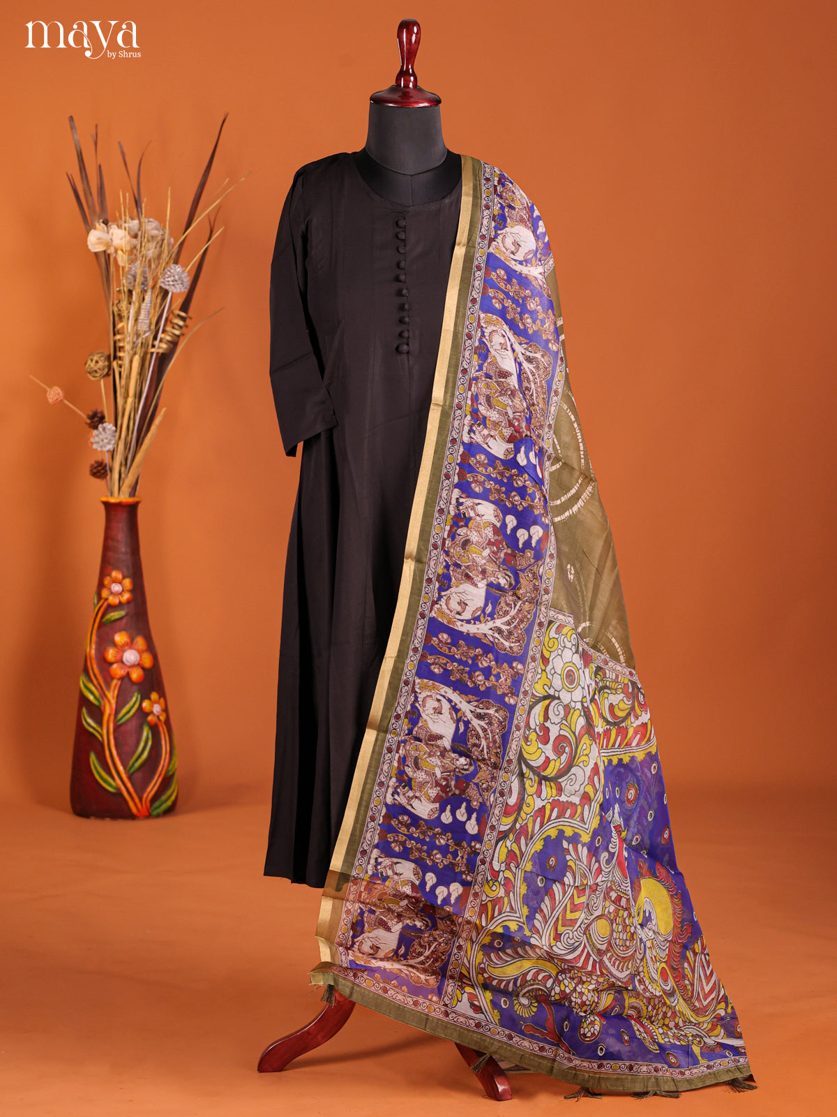 Chutney Green & Blue -Semi Maheshwari Print Dupatta