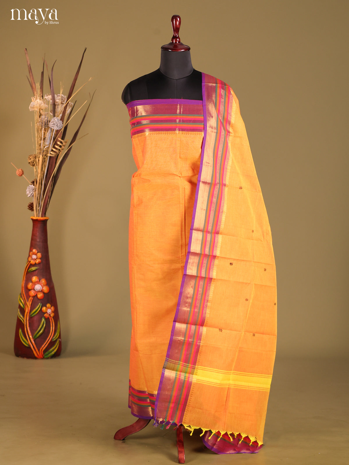 Orange & Purple -chettinad top & dupatta combo