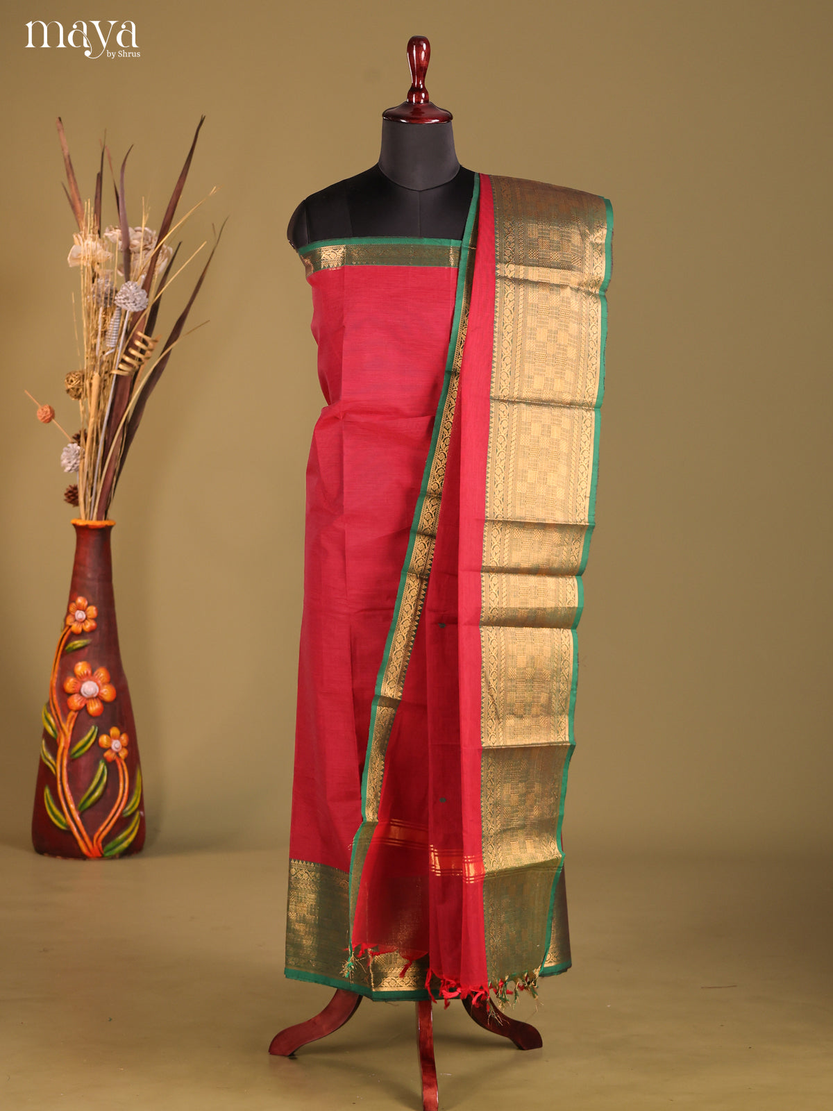 MDG25005-chettinad top & dupatta combo
