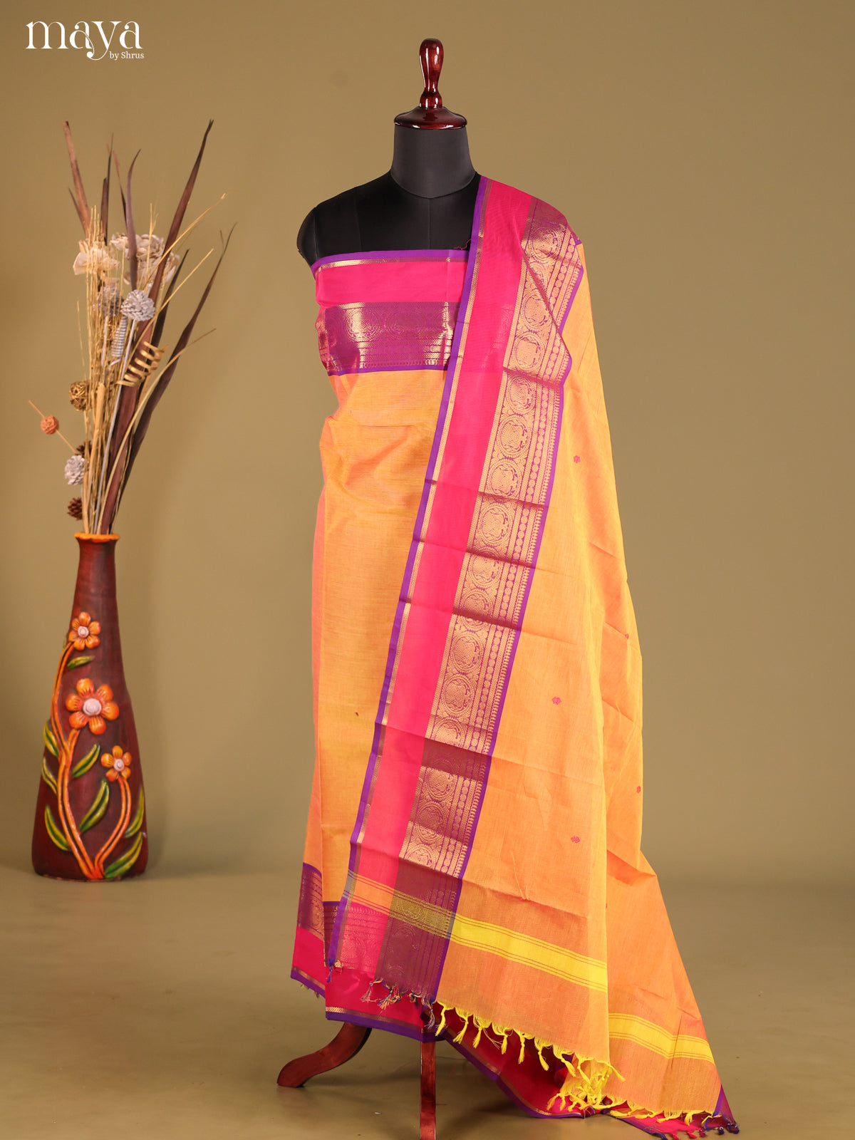 Orange & Purple-chettinad top & dupatta combo