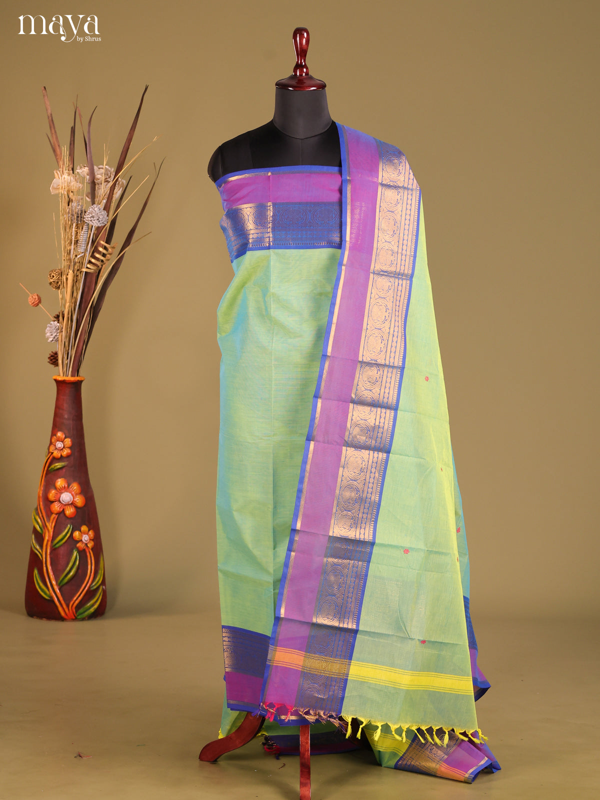 MDG25011-chettinad top & dupatta combo