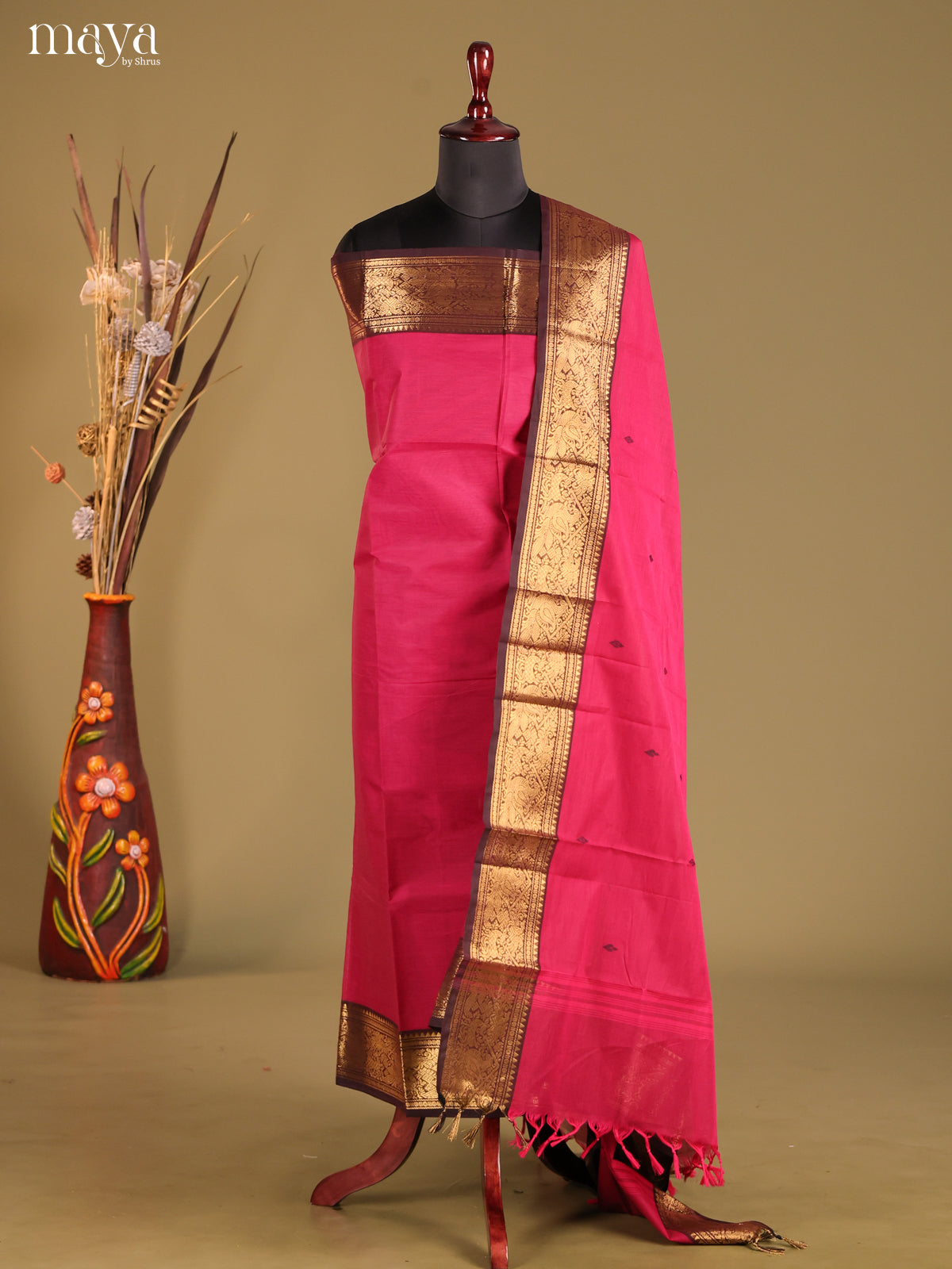 MDG25015-chettinad top & dupatta combo