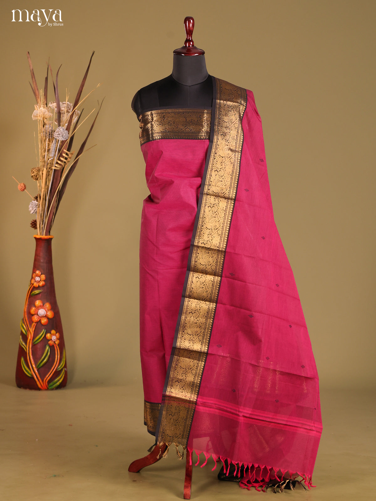 MDG25017-chettinad top & dupatta combo