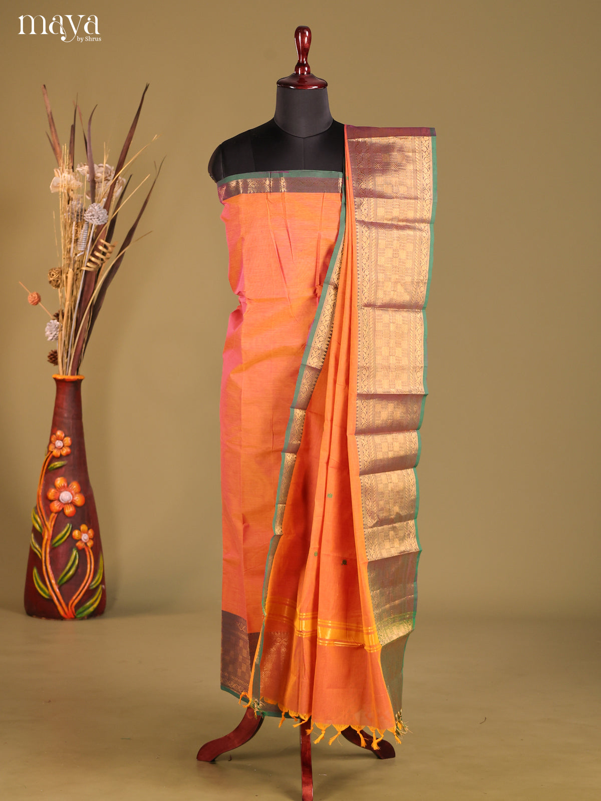 MDG25018-chettinad top & dupatta combo