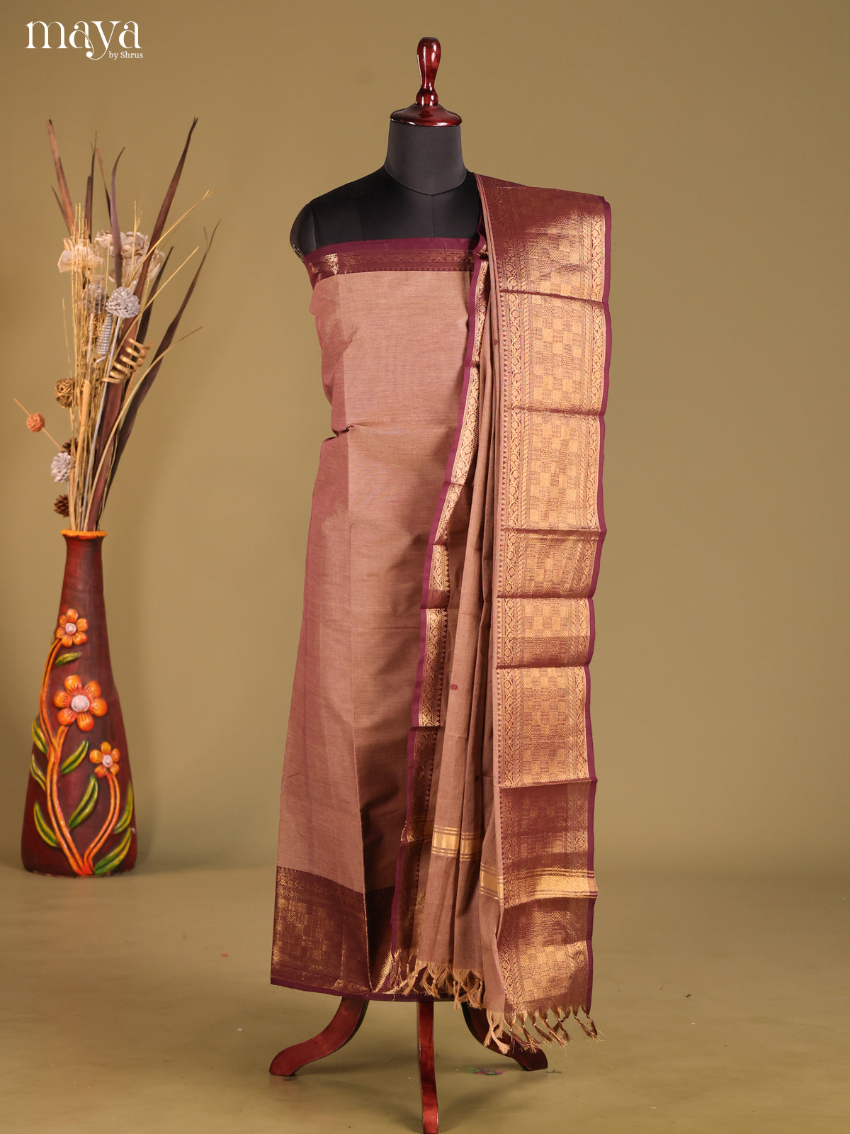 MDG25019-chettinad top & dupatta combo